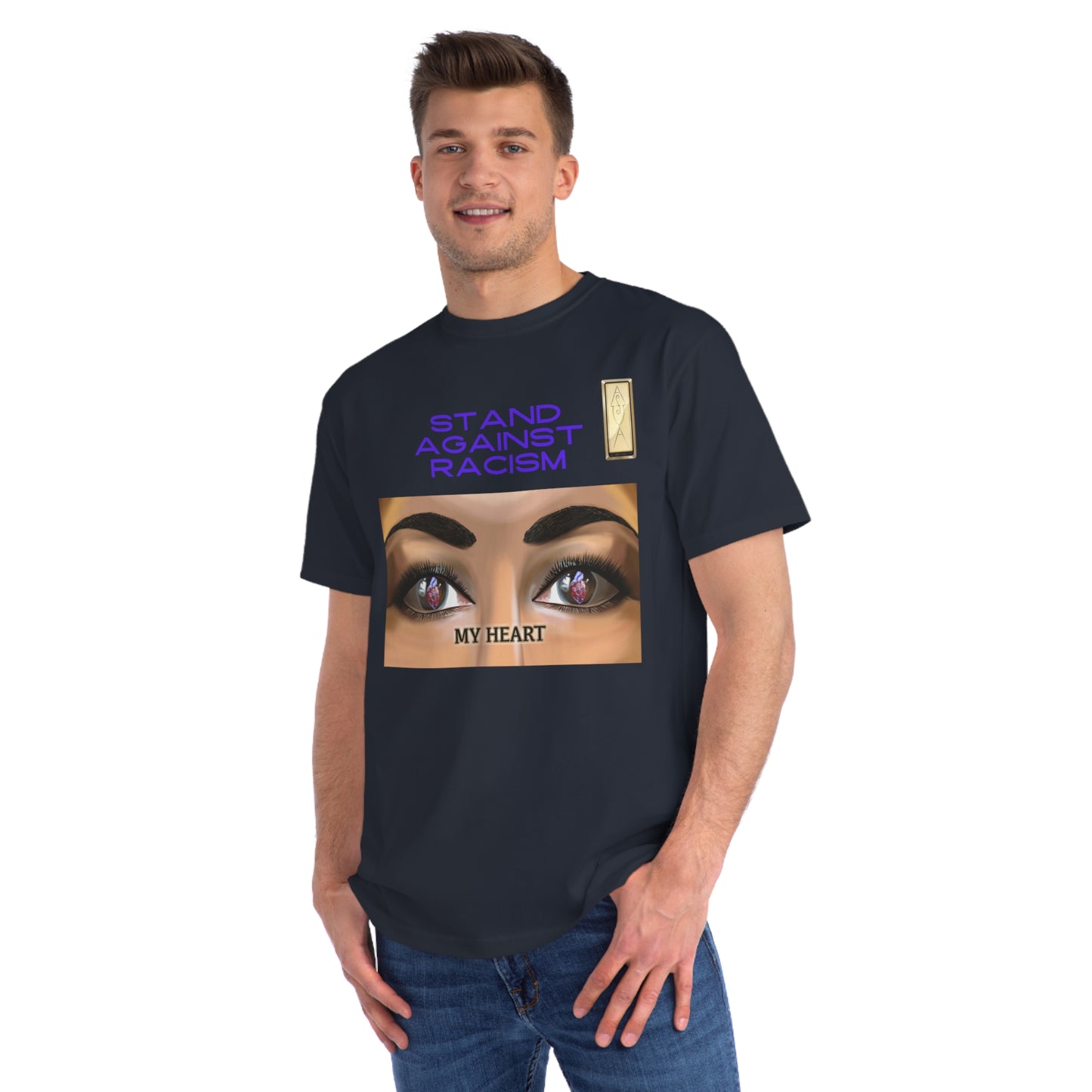 Stand Against Racism MY HEART Organic Unisex T-Shirt | Empowering Message Apparel