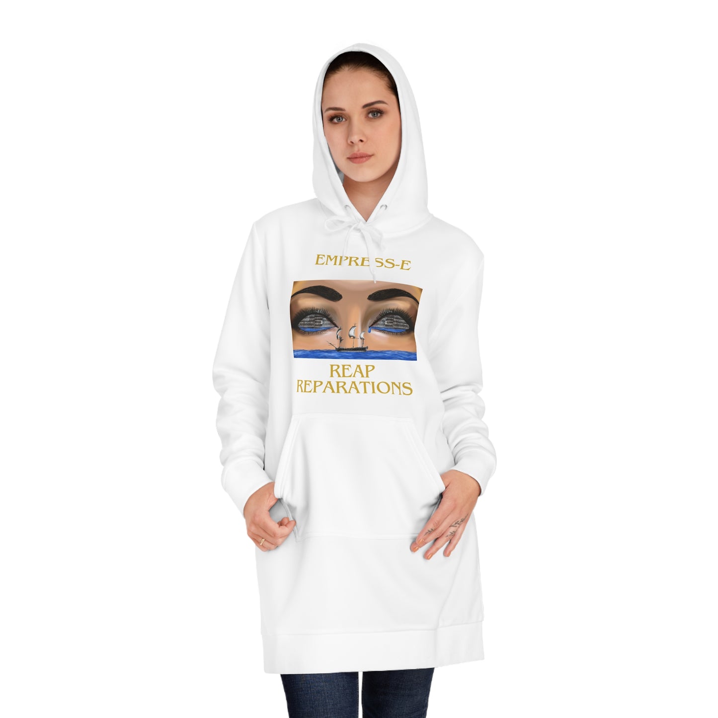 Empress-E Women's Hoodie Dress - The Slave Ship's Reap Reparations Black History Design