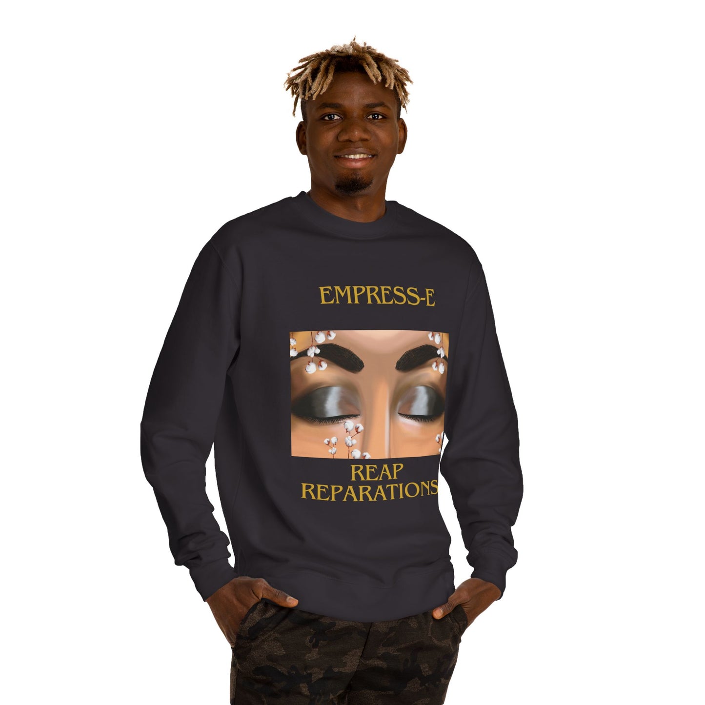 Crew Neck Sweatshirt - Cotton Field Beautiful Eyes Black History