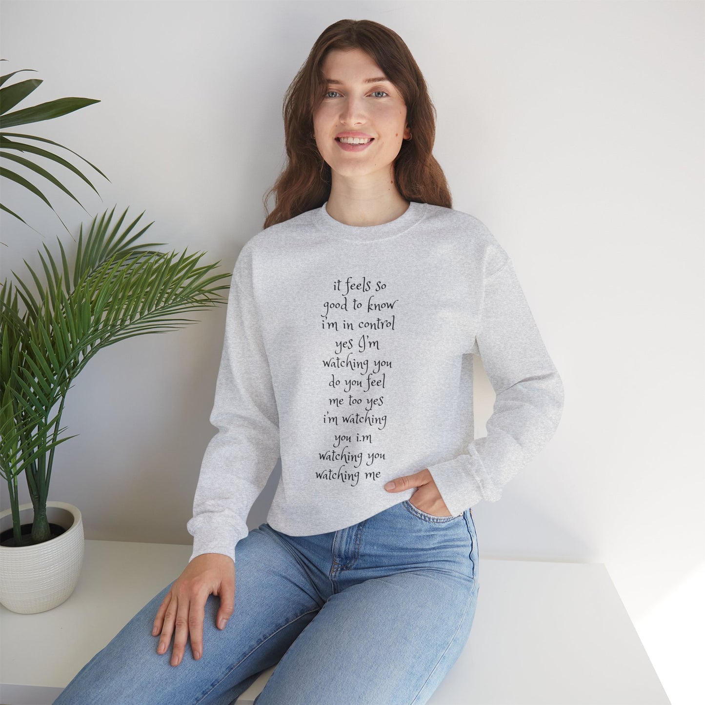 Music Lover Heavy Blend Sweatshirt - I'm Watching You Watching Me Rock Song SHADOO by Empress-E