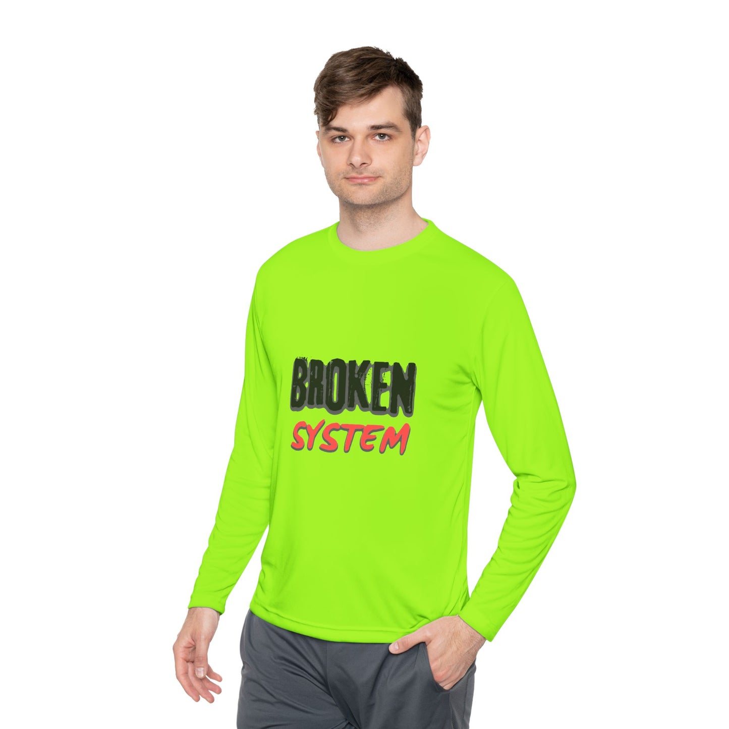 Broken System Unisex Lightweight Long Sleeve Tee - Trendy Graphic Tee, Rebellion Shirt, Activist Clothing, Protest Apparel, Political