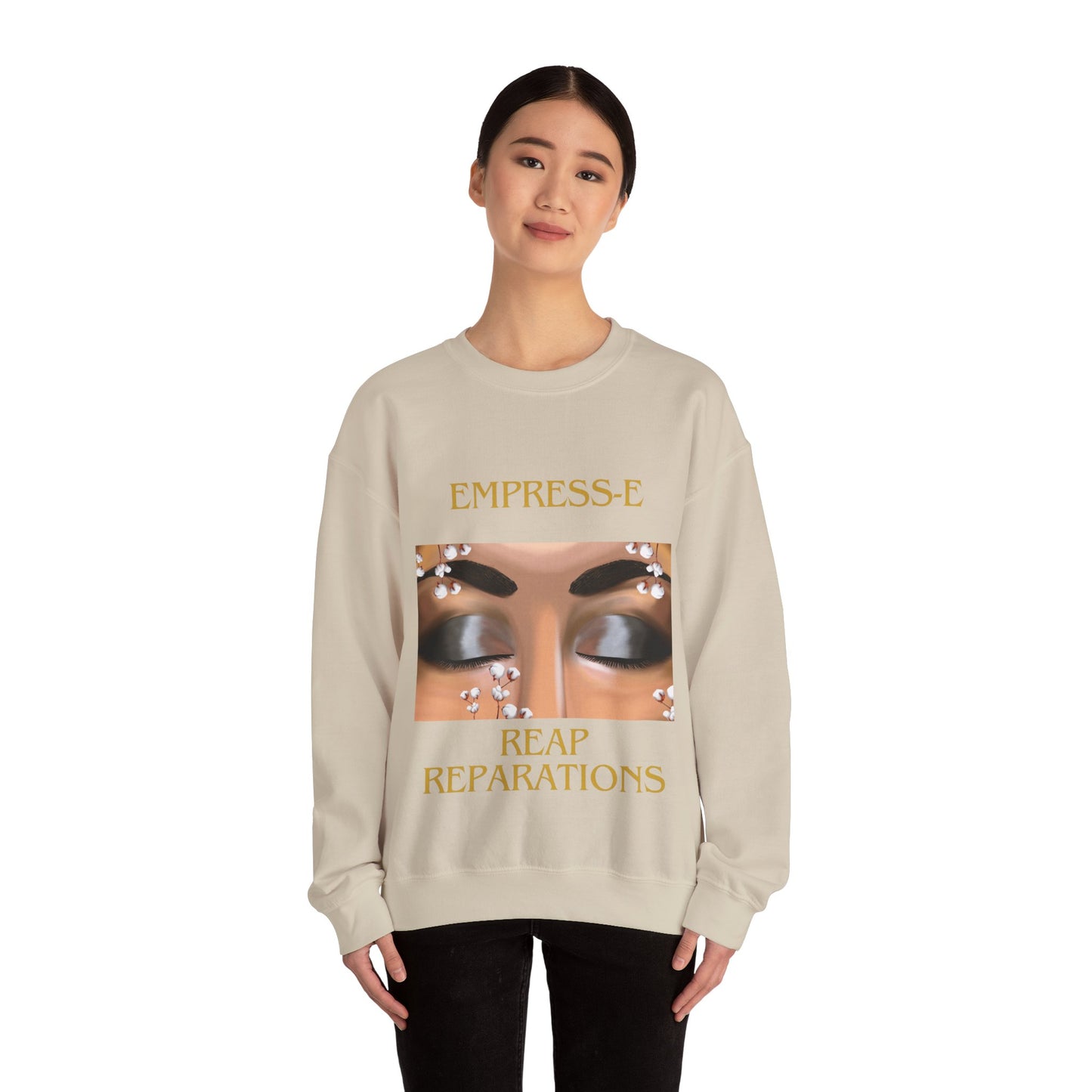 Unisex Heavy Blend™ Crewneck Sweatshirt. : EMPRESS-E. COTTON FIELD.