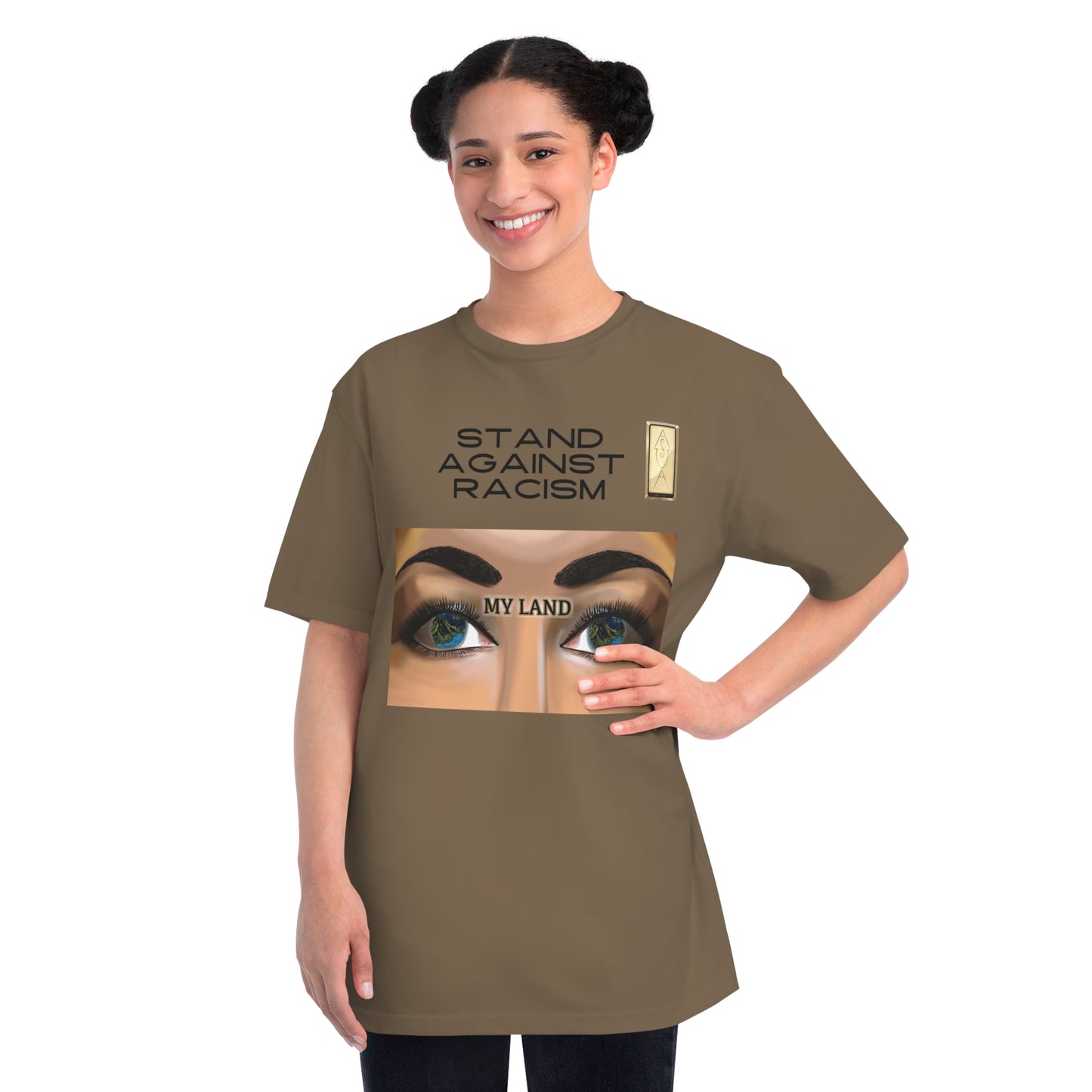 Stand Against Racism Organic Unisex T-Shirt | My Land Design | Eco-Friendly Tee