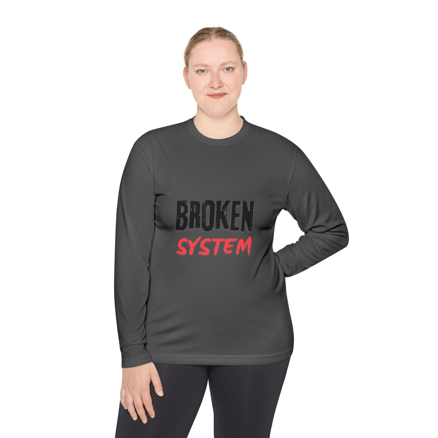 Broken System Unisex Lightweight Long Sleeve Tee - Trendy Graphic Tee, Rebellion Shirt, Activist Clothing, Protest Apparel, Political
