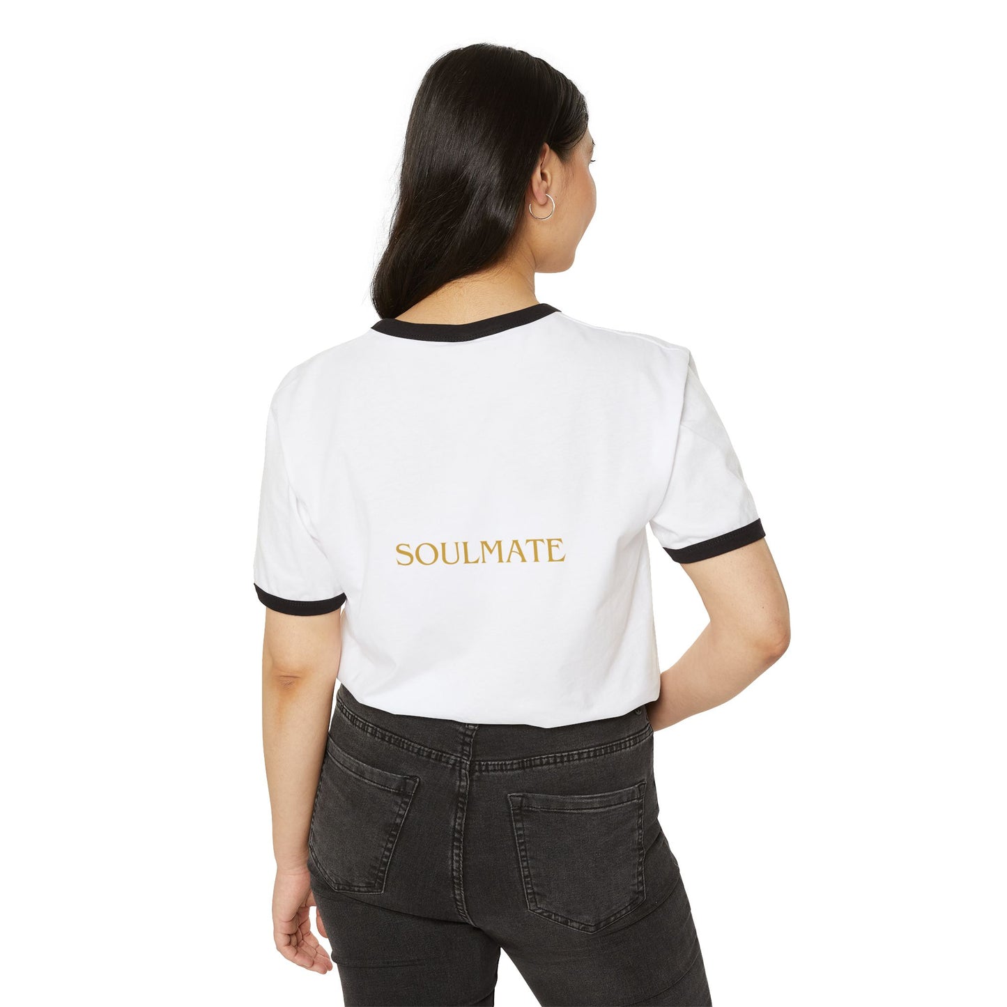 Soulmate Unisex Tee, Love Cotton Ringer Shirt, Heart Design Valentine's Day.