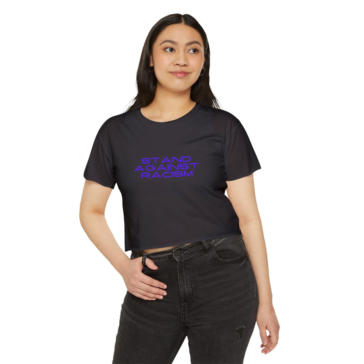Women's Crop Top - Stand against racism AFUA, Festival Shirt, Music Festival Top, Boho Chic Clothing, Activist Apparel
