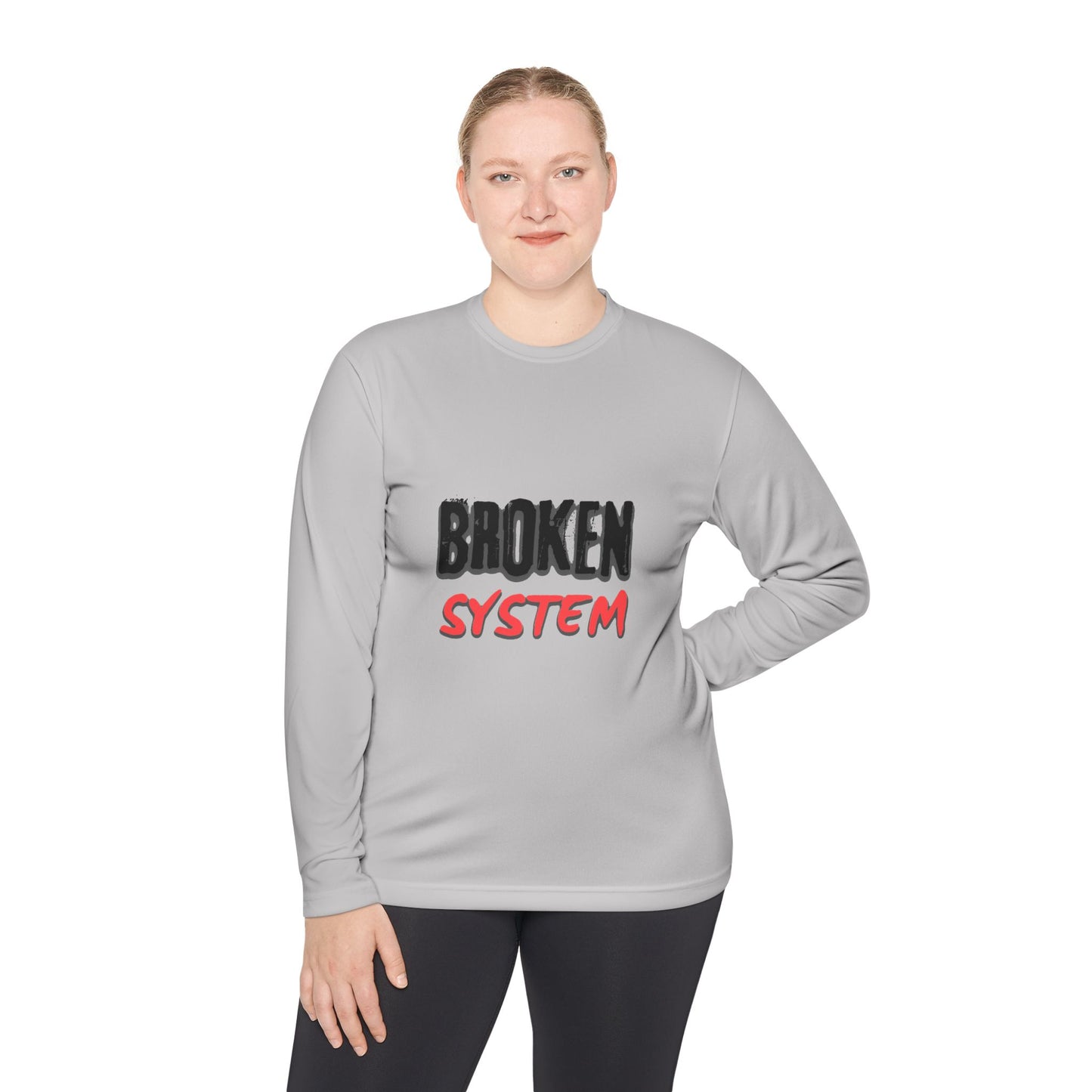 Broken System Unisex Lightweight Long Sleeve Tee - Trendy Graphic Tee, Rebellion Shirt, Activist Clothing, Protest Apparel, Political