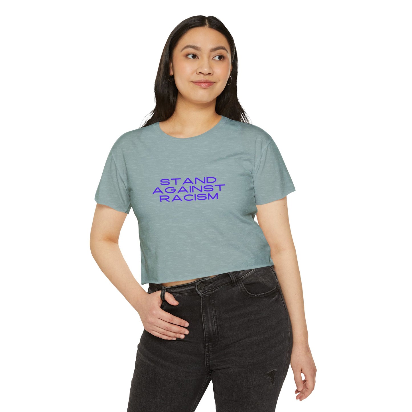 Women's Crop Top - Stand against racism AFUA, Festival Shirt, Music Festival Top, Boho Chic Clothing, Activist Apparel