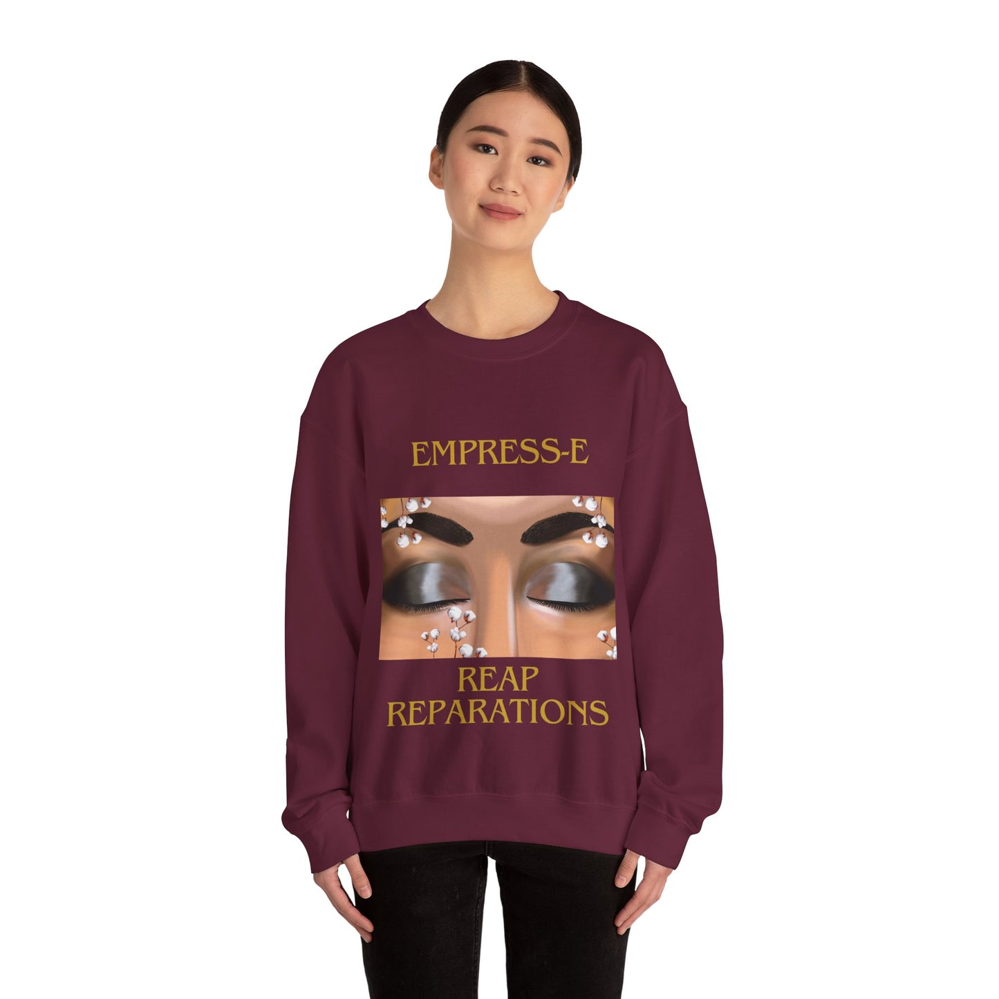 Unisex Heavy Blend™ Crewneck Sweatshirt. : EMPRESS-E. COTTON FIELD.