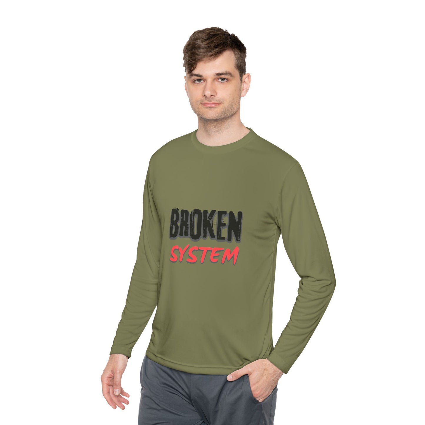 Broken System Unisex Lightweight Long Sleeve Tee - Trendy Graphic Tee, Rebellion Shirt, Activist Clothing, Protest Apparel, Political