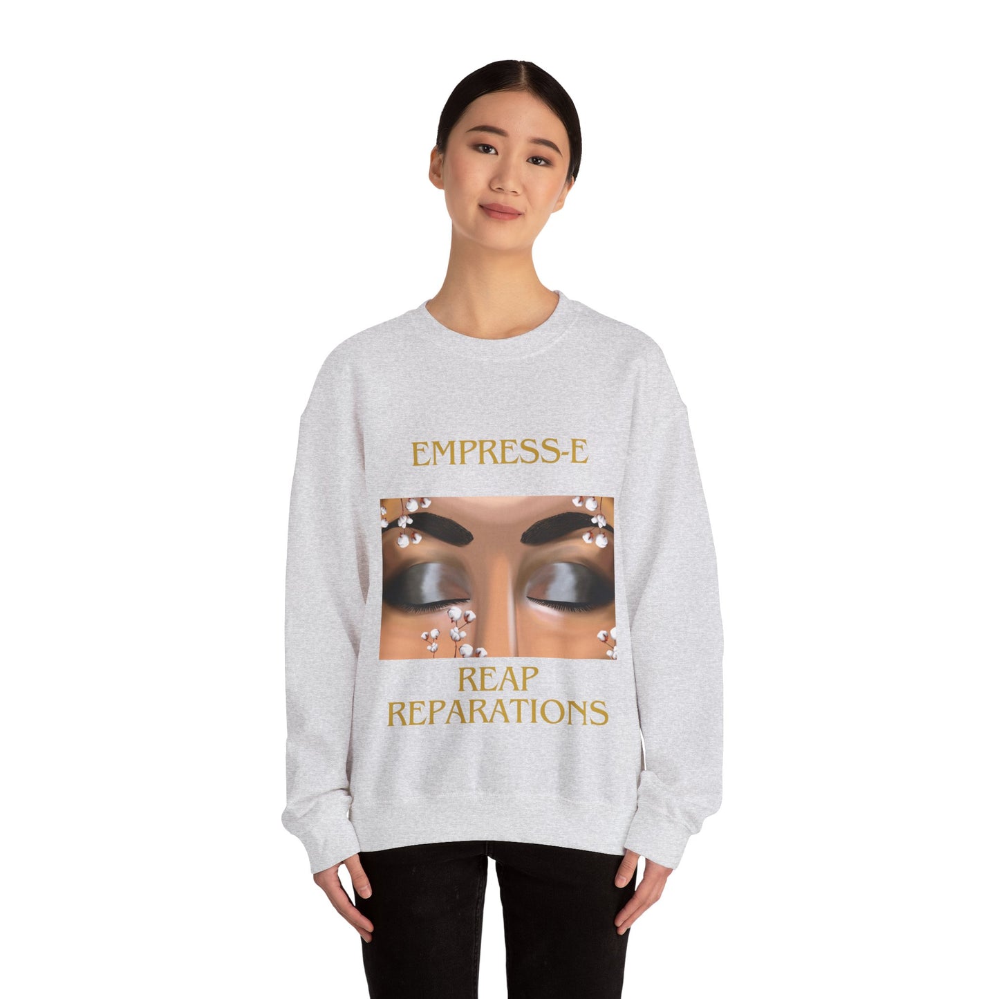 Unisex Heavy Blend™ Crewneck Sweatshirt. : EMPRESS-E. COTTON FIELD.