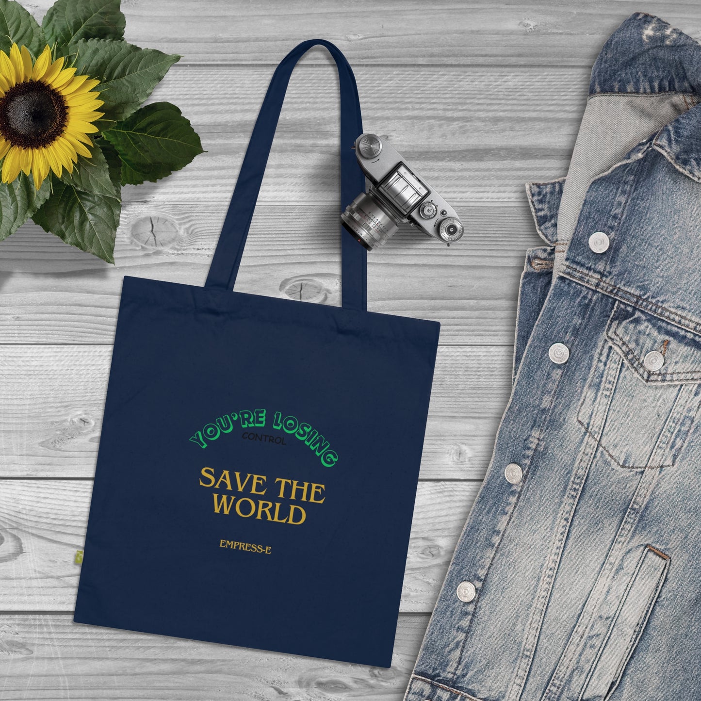 Organic Cotton Tote Bag. : SAVE THE WORLD