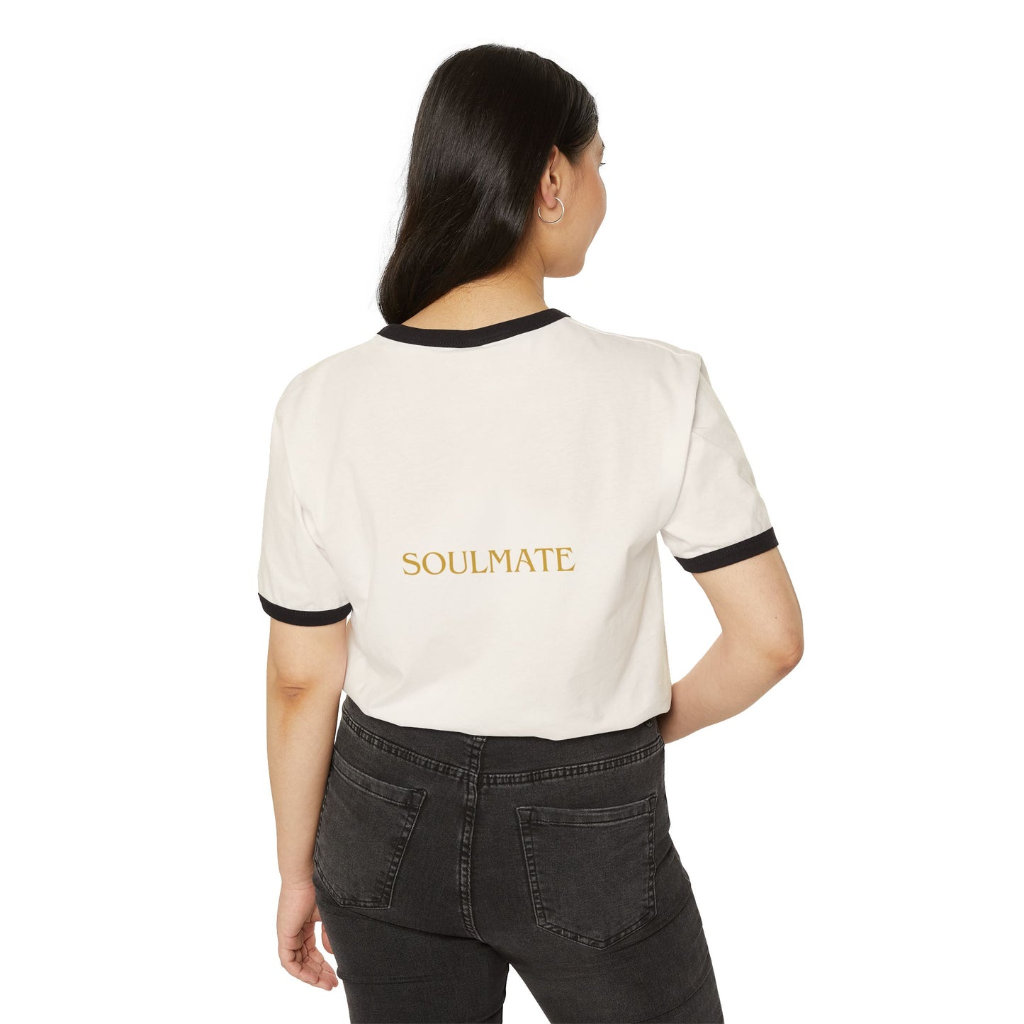 Soulmate Unisex Tee, Love Cotton Ringer Shirt, Heart Design Valentine's Day.