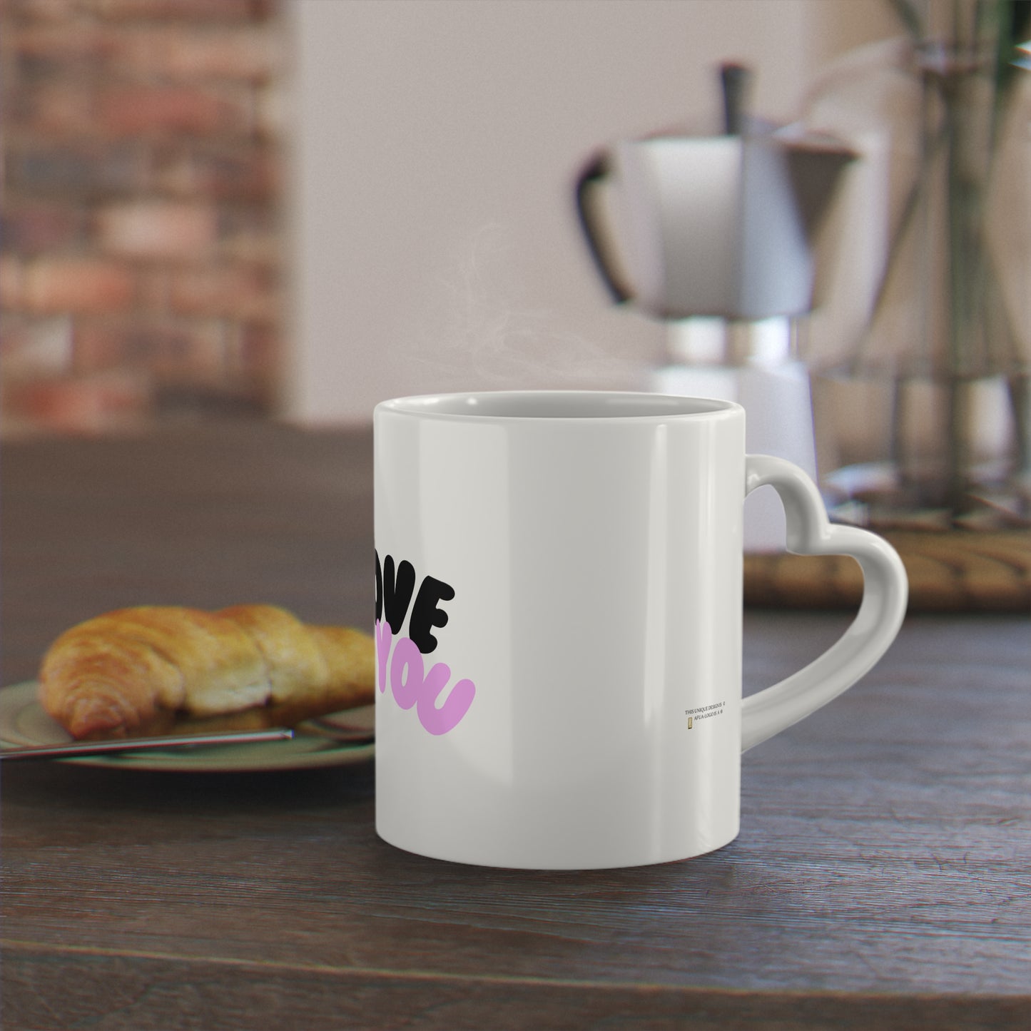 Heart-Shaped Mug with 'Love You' Design - Perfect Gift for Loved Ones