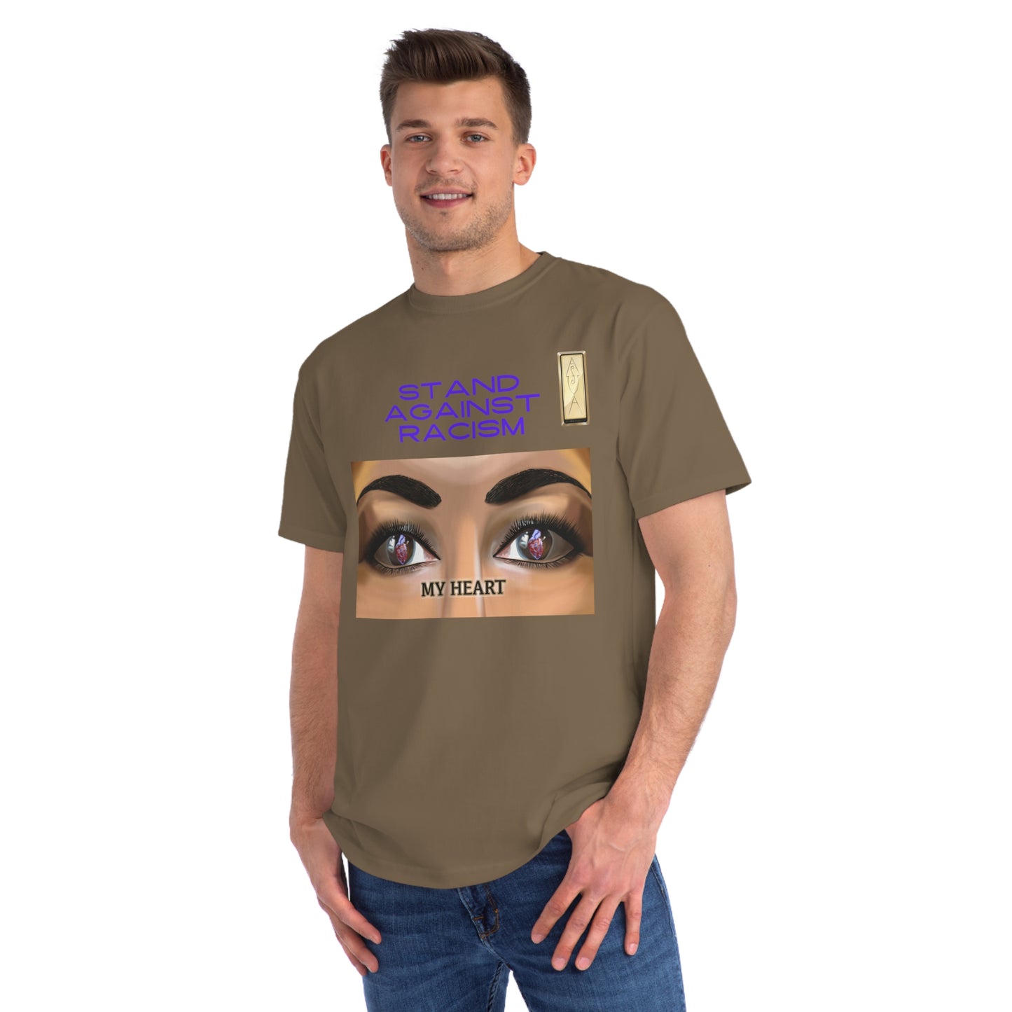 Stand Against Racism MY HEART Organic Unisex T-Shirt | Empowering Message Apparel
