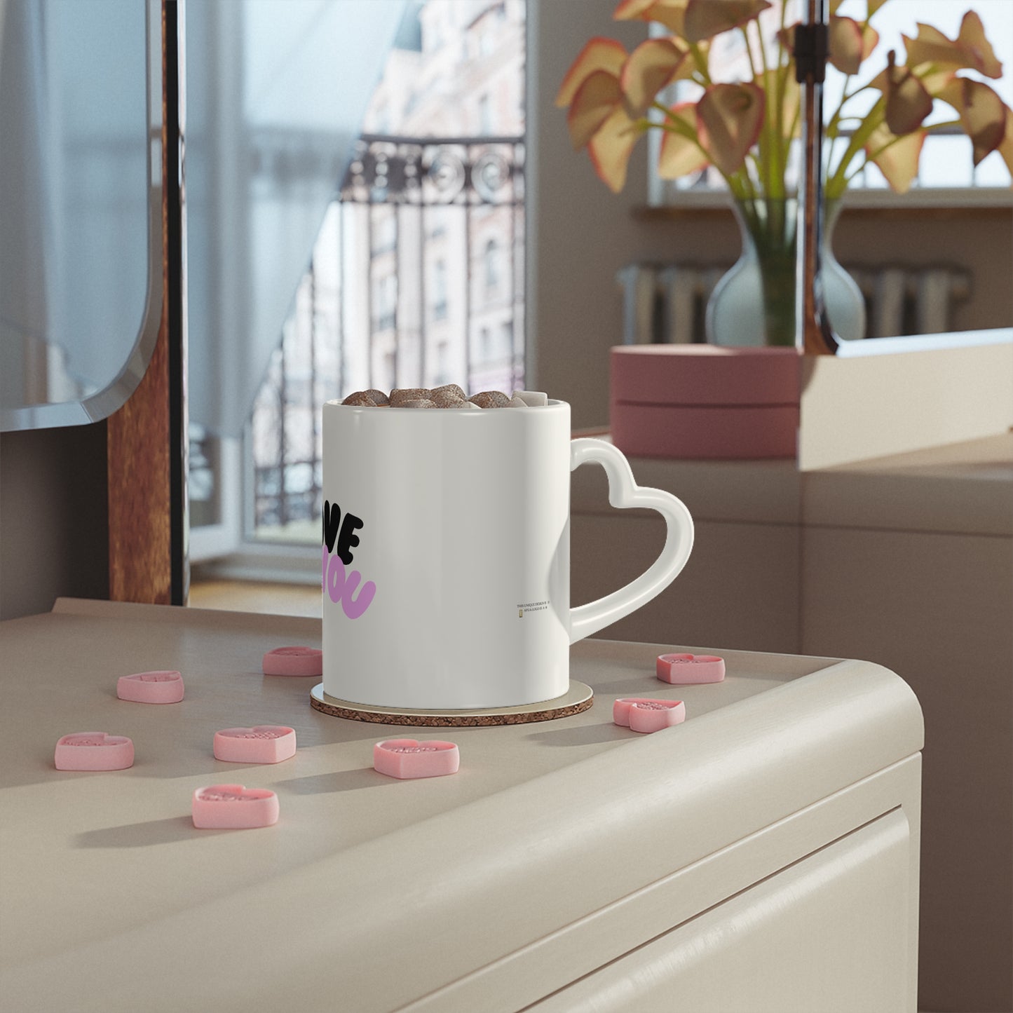Heart-Shaped Mug with 'Love You' Design - Perfect Gift for Loved Ones