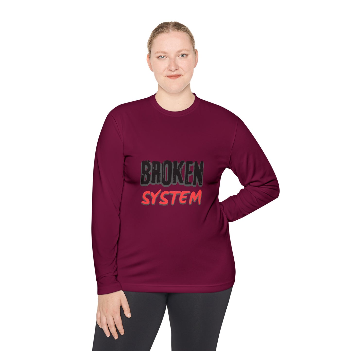 Broken System Unisex Lightweight Long Sleeve Tee - Trendy Graphic Tee, Rebellion Shirt, Activist Clothing, Protest Apparel, Political