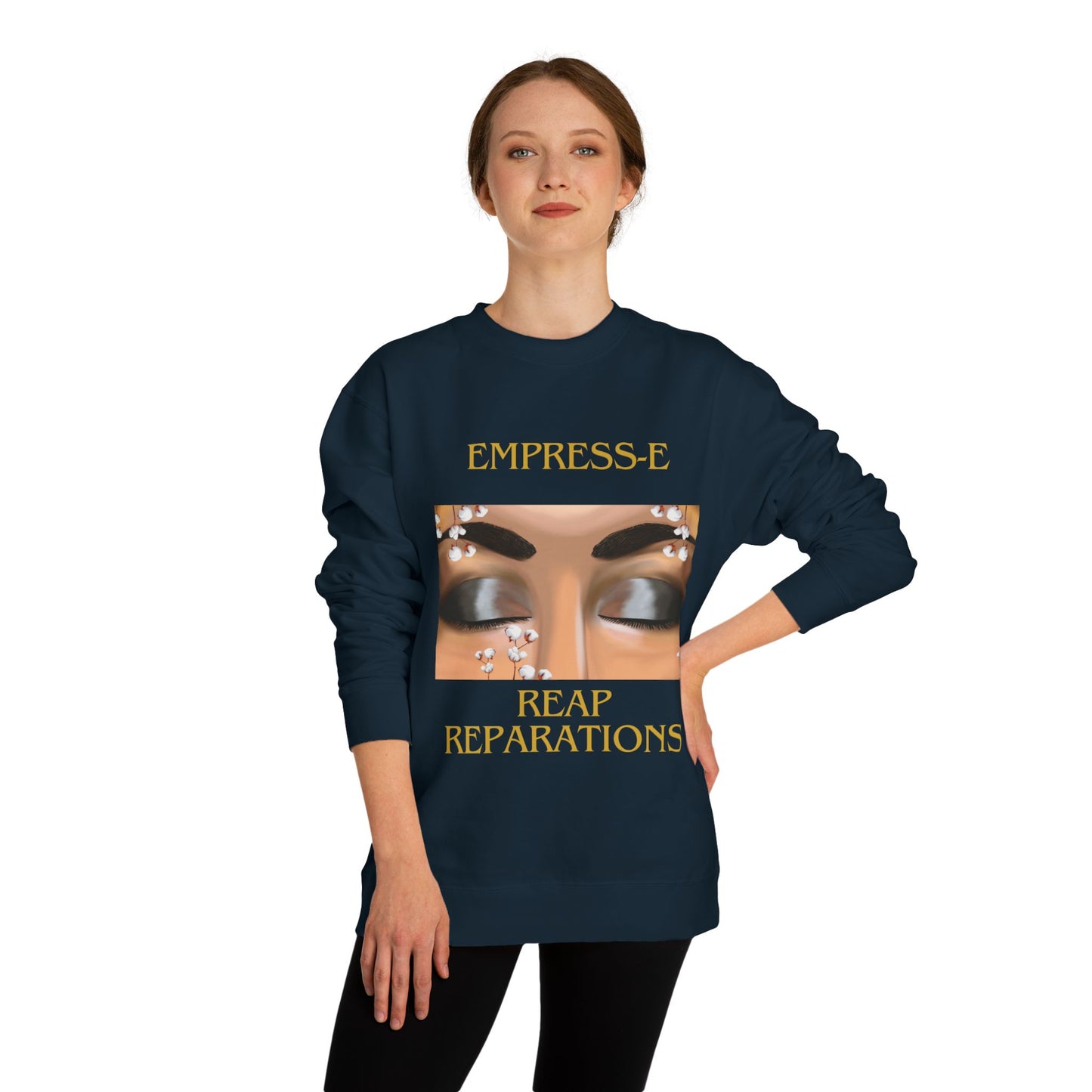 Crew Neck Sweatshirt - Cotton Field Beautiful Eyes Black History