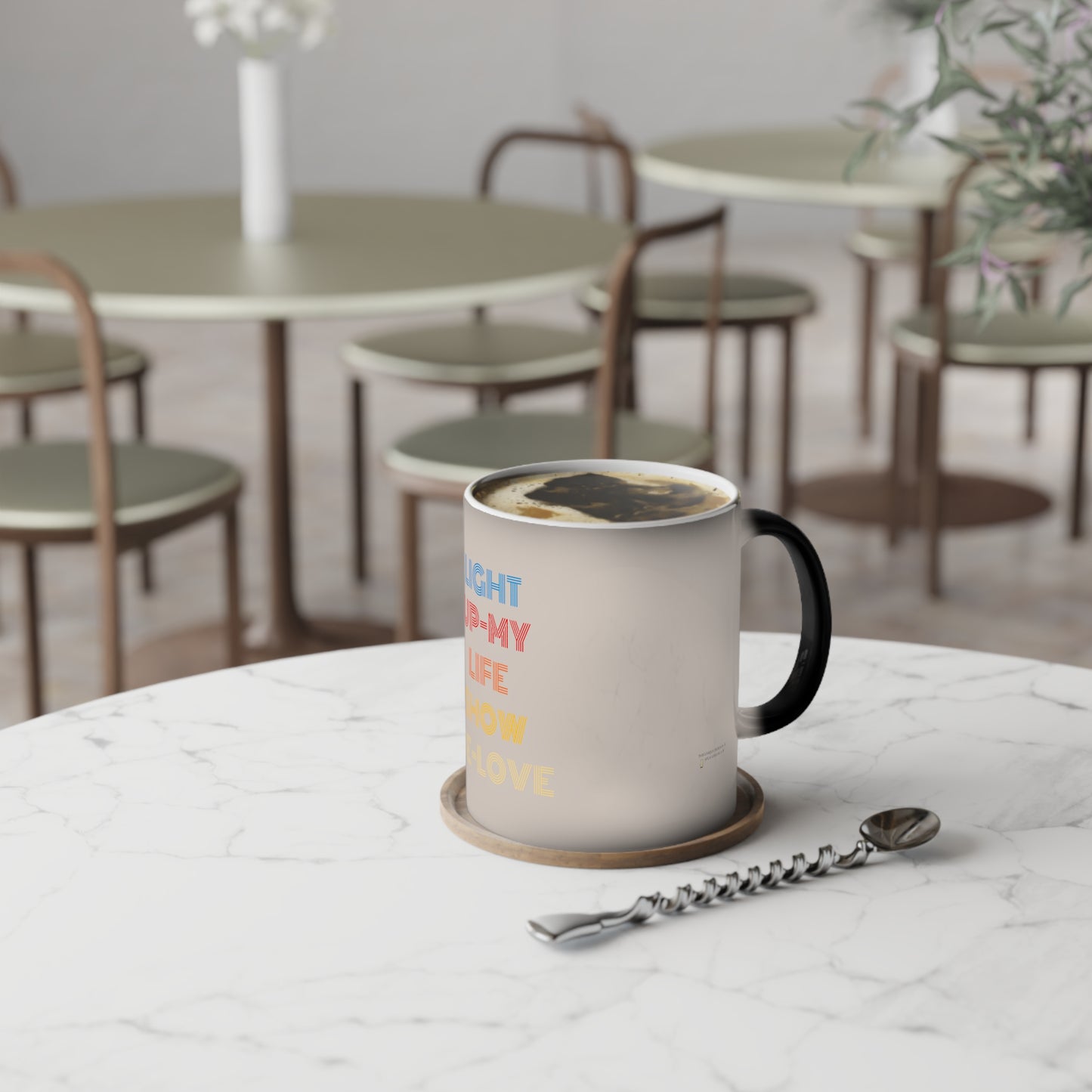 Color-Changing Coffee Mug - "Light Up My Life, Show Me Love" - Gift for Coffee Lovers