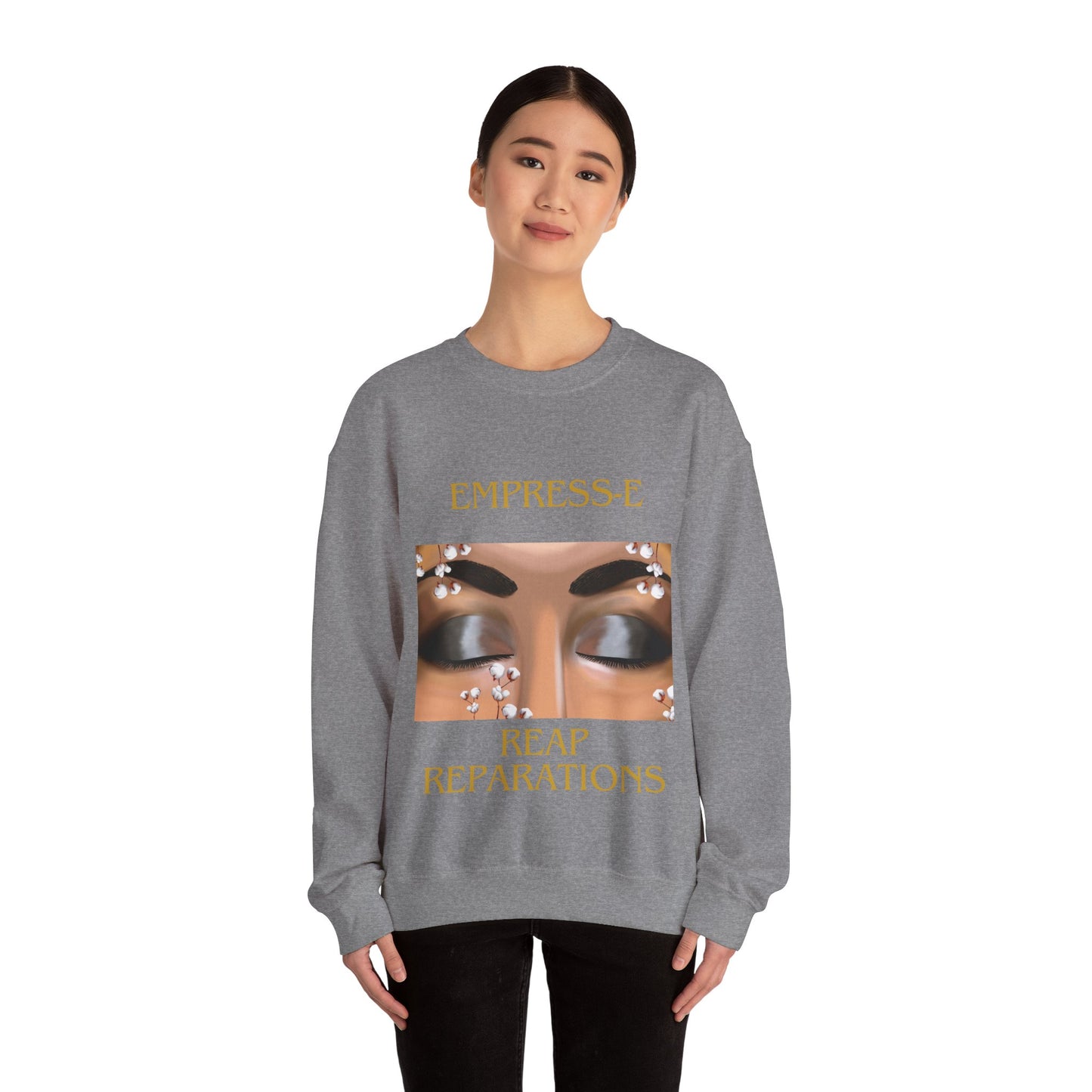 Unisex Heavy Blend™ Crewneck Sweatshirt. : EMPRESS-E. COTTON FIELD.