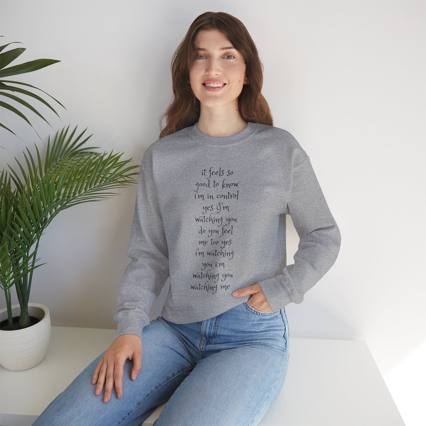 Music Lover Heavy Blend Sweatshirt - I'm Watching You Watching Me Rock Song SHADOO by Empress-E