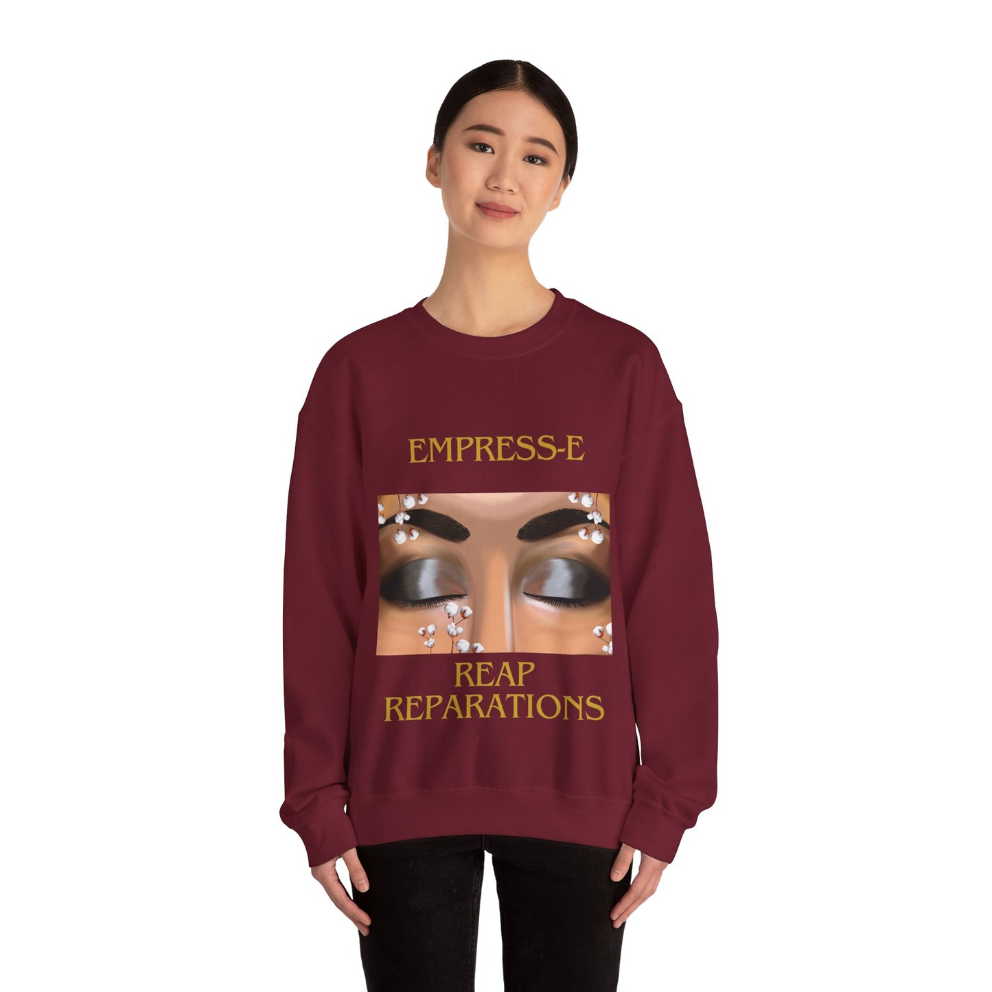 Unisex Heavy Blend™ Crewneck Sweatshirt. : EMPRESS-E. COTTON FIELD.