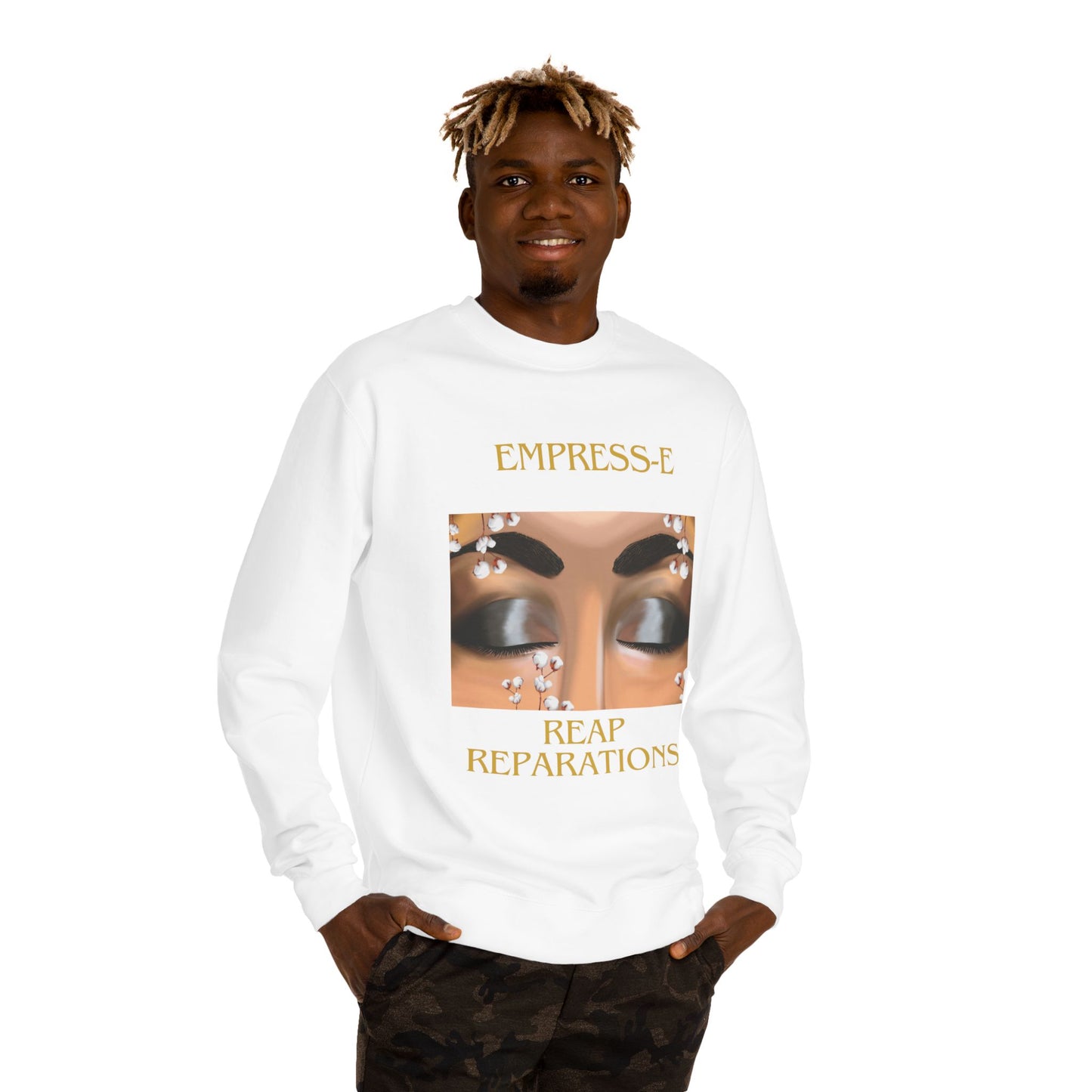 Crew Neck Sweatshirt - Cotton Field Beautiful Eyes Black History
