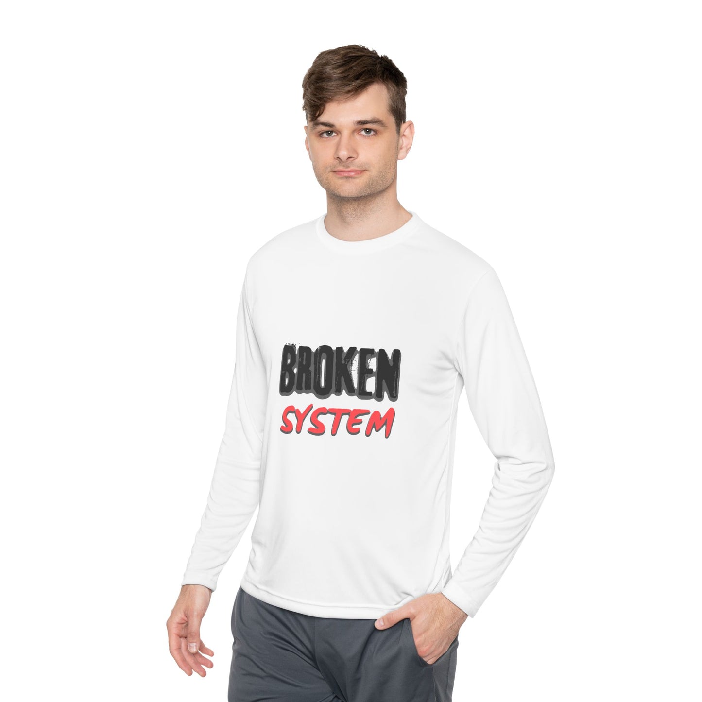Broken System Unisex Lightweight Long Sleeve Tee - Trendy Graphic Tee, Rebellion Shirt, Activist Clothing, Protest Apparel, Political