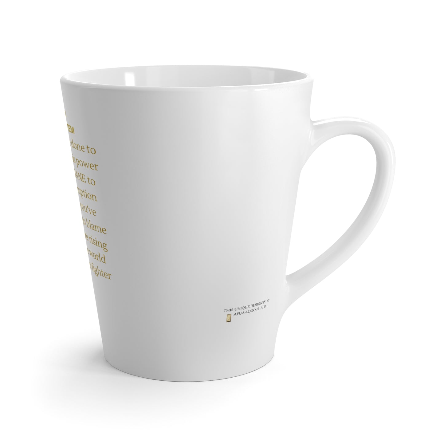 Empowerment Latte Mug - Justice, Peace & Love Inspirational Cup