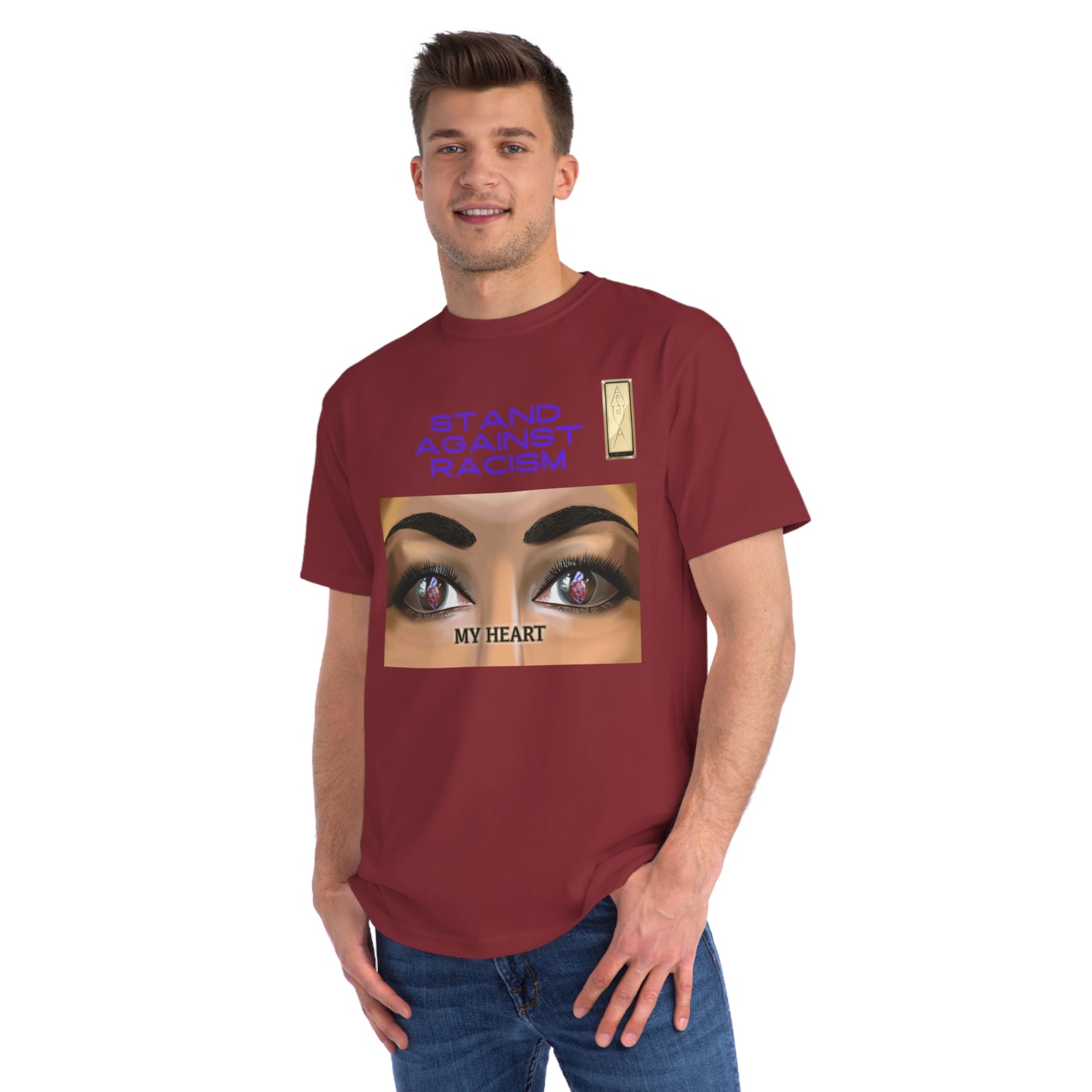 Stand Against Racism MY HEART Organic Unisex T-Shirt | Empowering Message Apparel