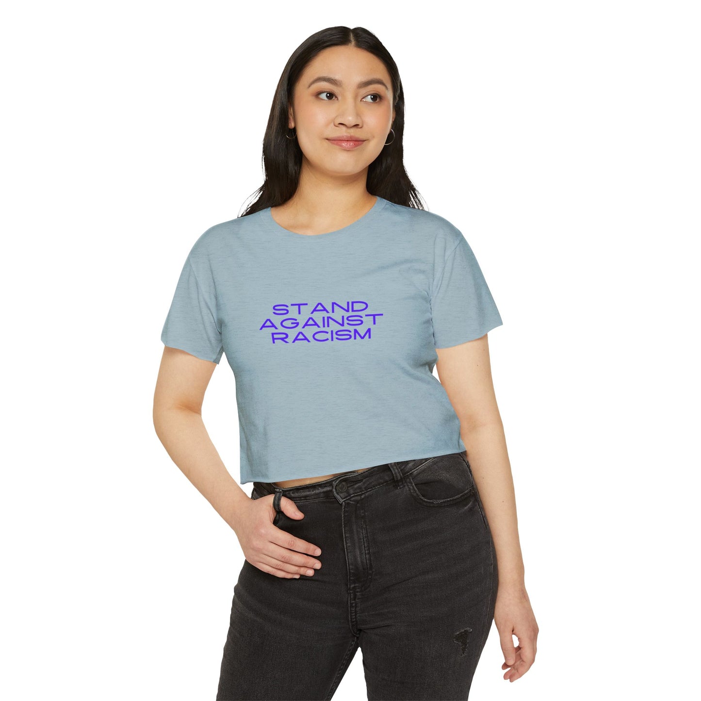Women's Crop Top - Stand against racism AFUA, Festival Shirt, Music Festival Top, Boho Chic Clothing, Activist Apparel