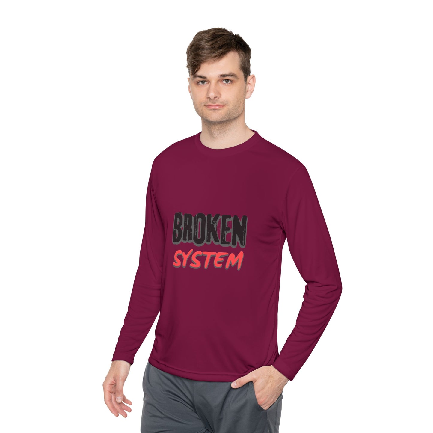 Broken System Unisex Lightweight Long Sleeve Tee - Trendy Graphic Tee, Rebellion Shirt, Activist Clothing, Protest Apparel, Political
