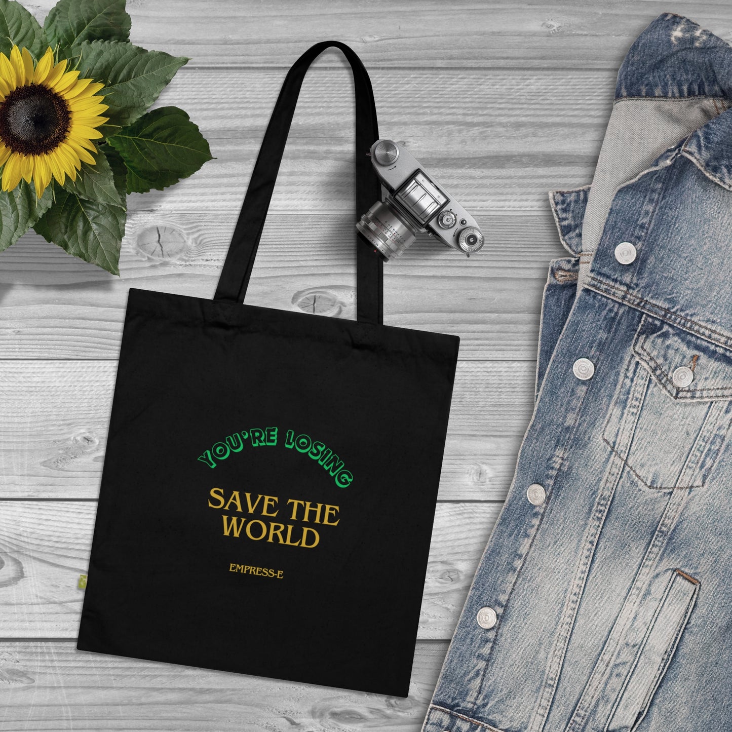 Organic Cotton Tote Bag. : SAVE THE WORLD