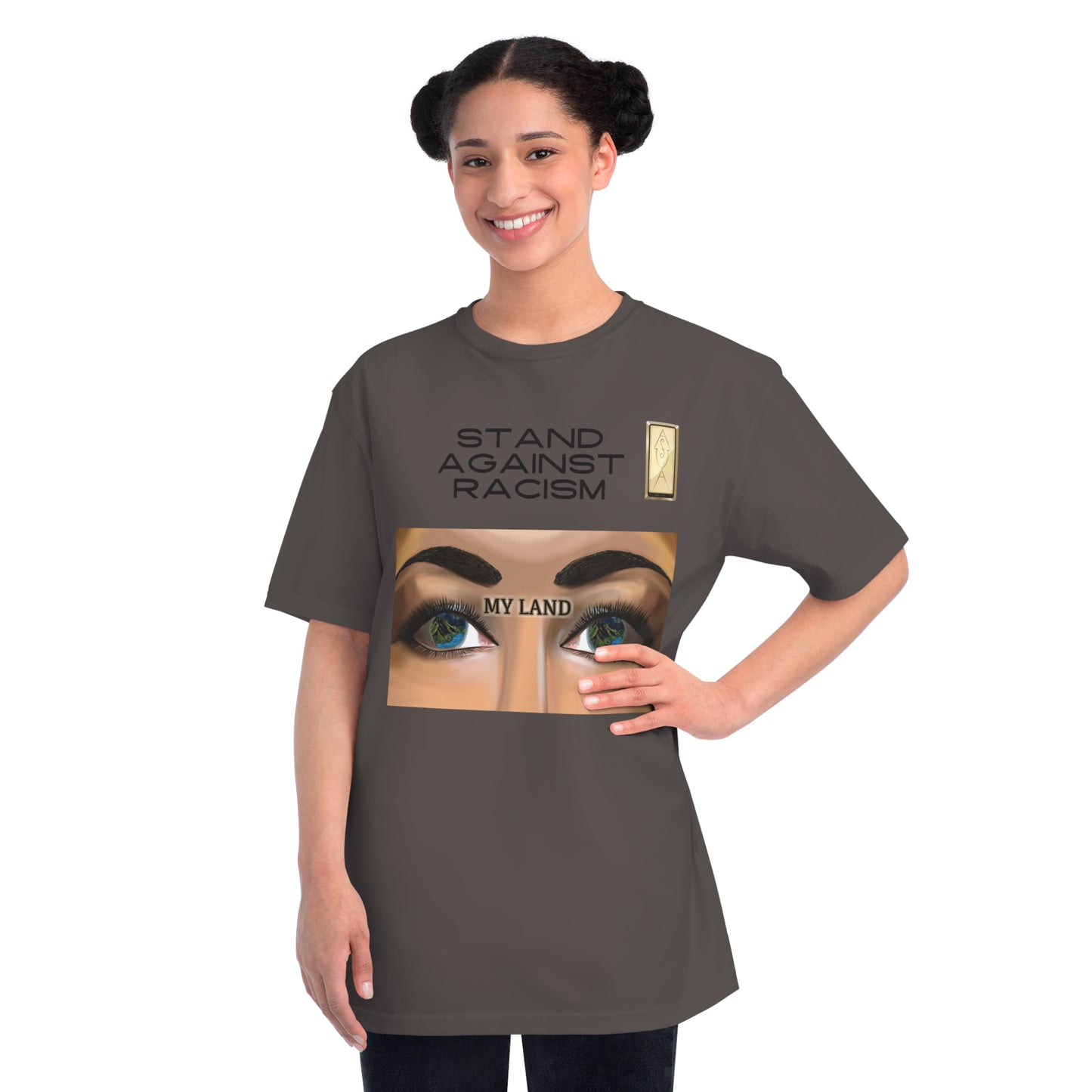 Stand Against Racism Organic Unisex T-Shirt | My Land Design | Eco-Friendly Tee