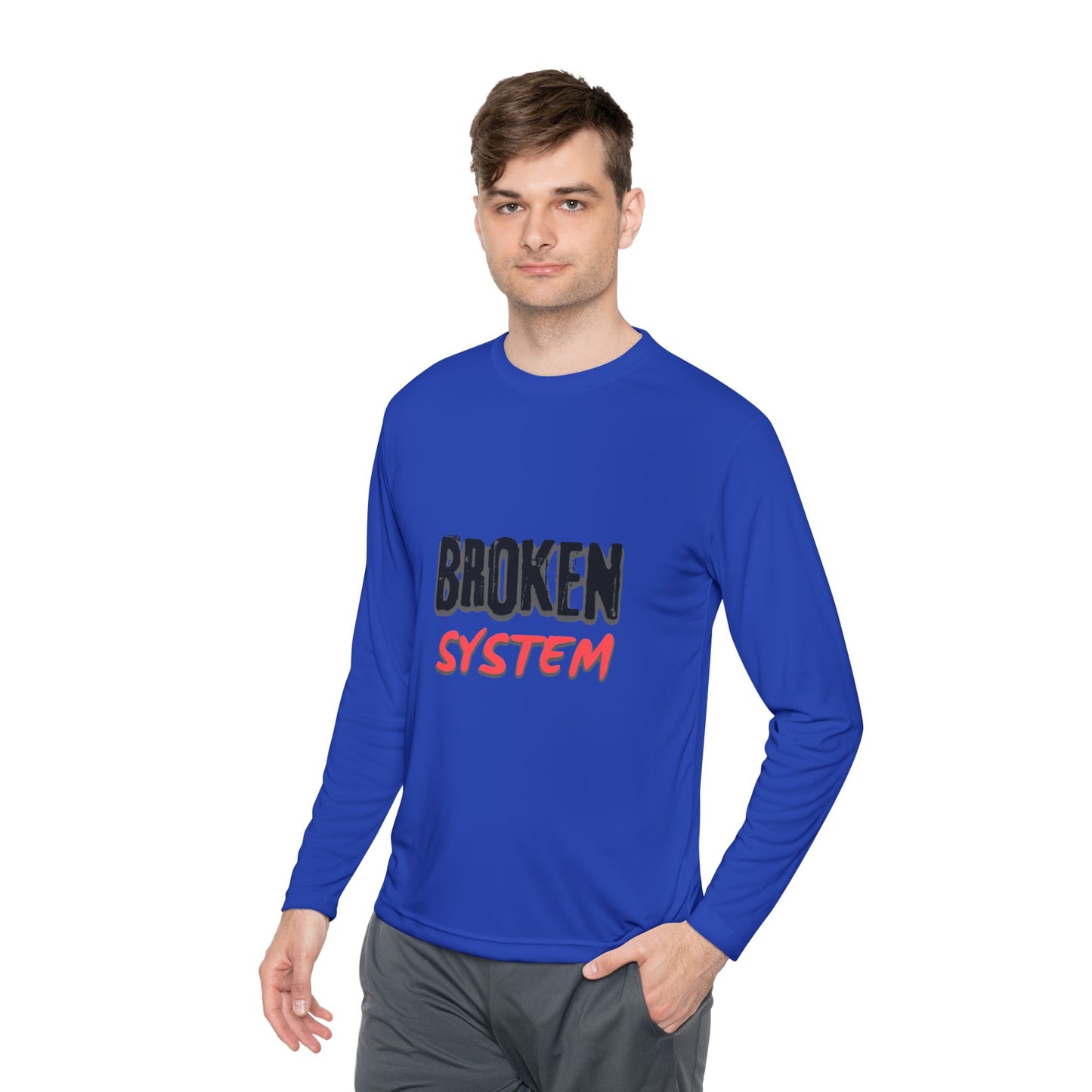 Broken System Unisex Lightweight Long Sleeve Tee - Trendy Graphic Tee, Rebellion Shirt, Activist Clothing, Protest Apparel, Political