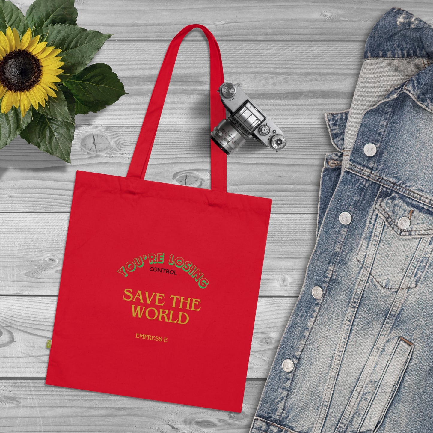 Organic Cotton Tote Bag. : SAVE THE WORLD
