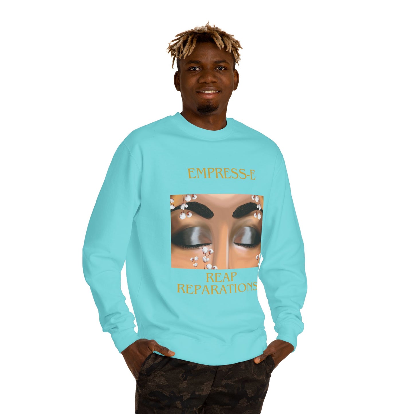 Crew Neck Sweatshirt - Cotton Field Beautiful Eyes Black History