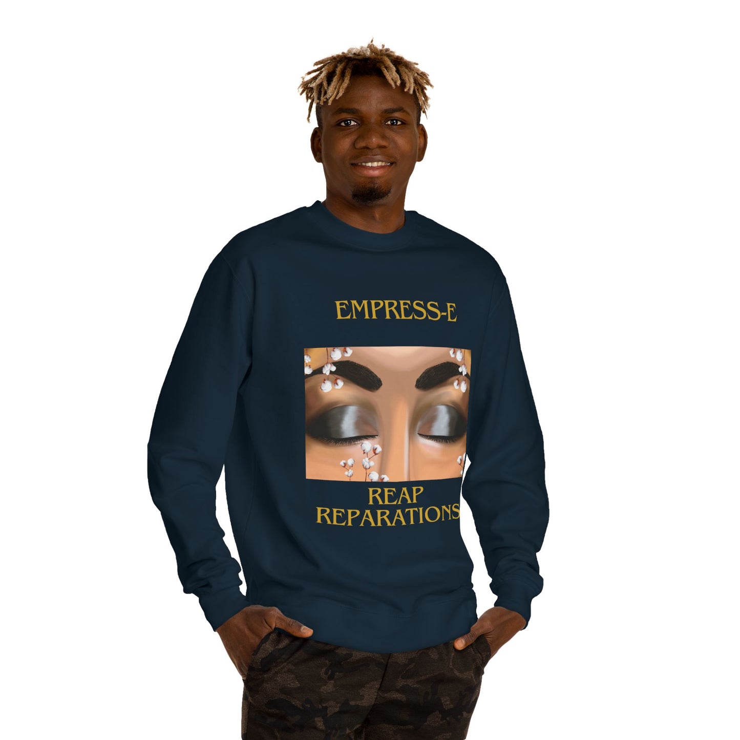 Crew Neck Sweatshirt - Cotton Field Beautiful Eyes Black History