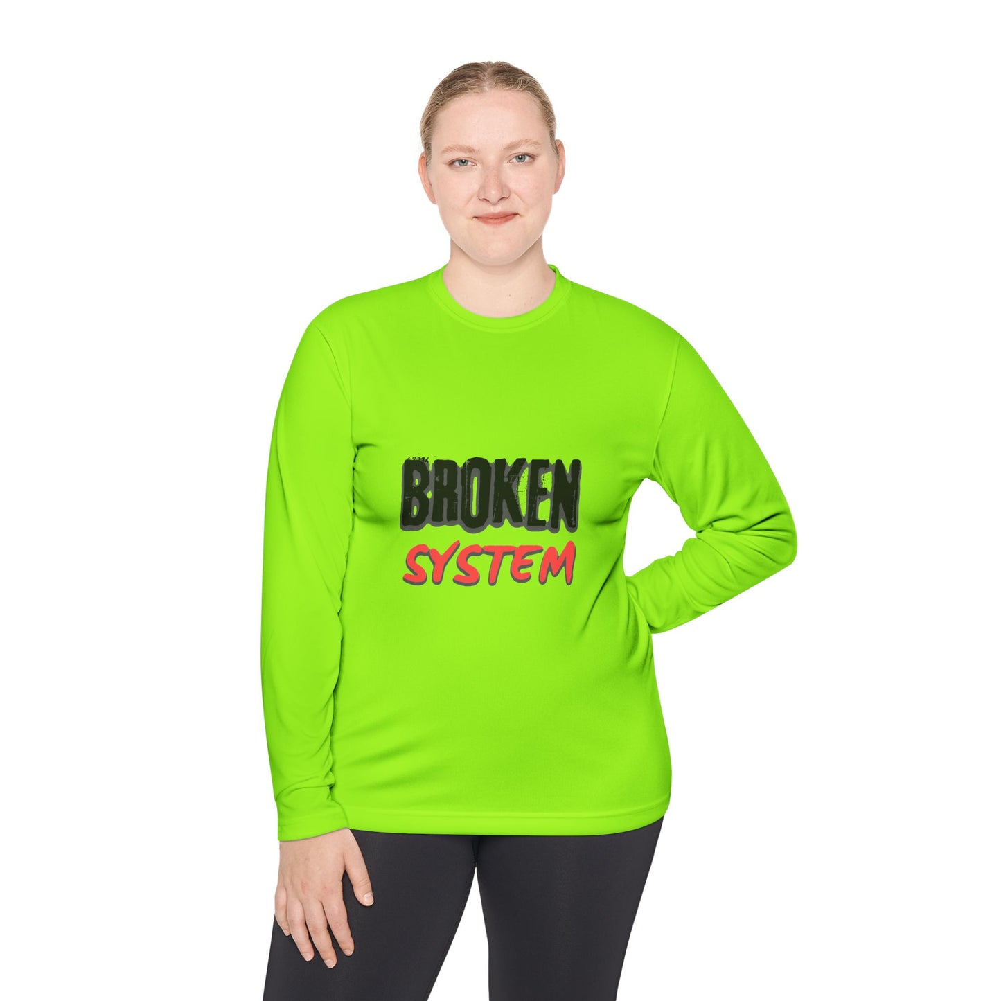 Broken System Unisex Lightweight Long Sleeve Tee - Trendy Graphic Tee, Rebellion Shirt, Activist Clothing, Protest Apparel, Political