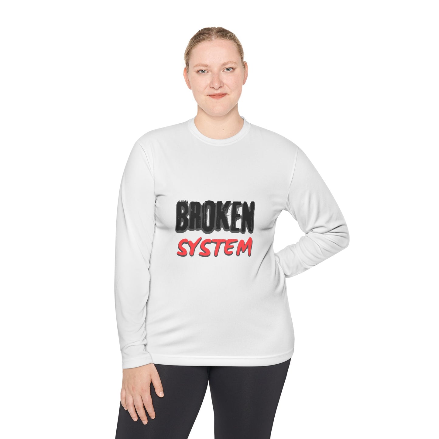Broken System Unisex Lightweight Long Sleeve Tee - Trendy Graphic Tee, Rebellion Shirt, Activist Clothing, Protest Apparel, Political