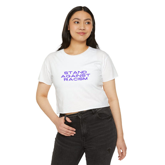 Women's Crop Top - Stand against racism AFUA, Festival Shirt, Music Festival Top, Boho Chic Clothing, Activist Apparel