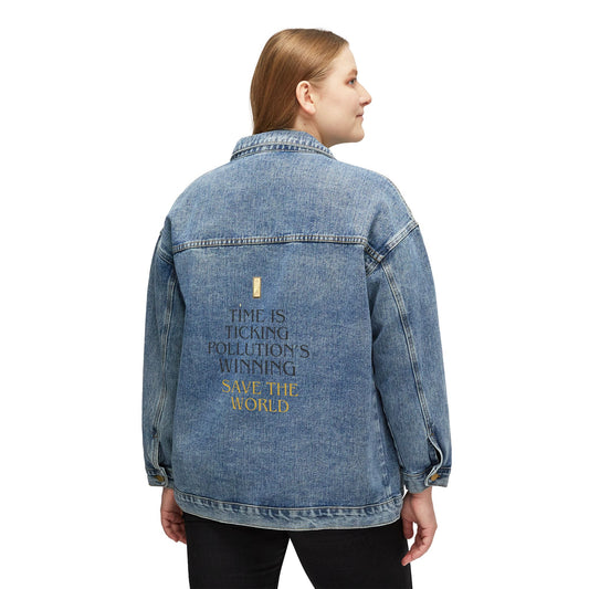 Women's Denim Jacket -losing control. SAVE THE WORLD