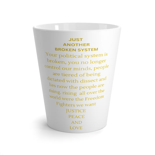 Empowerment Latte Mug - Justice, Peace, Love - Inspirational Coffee Cup
