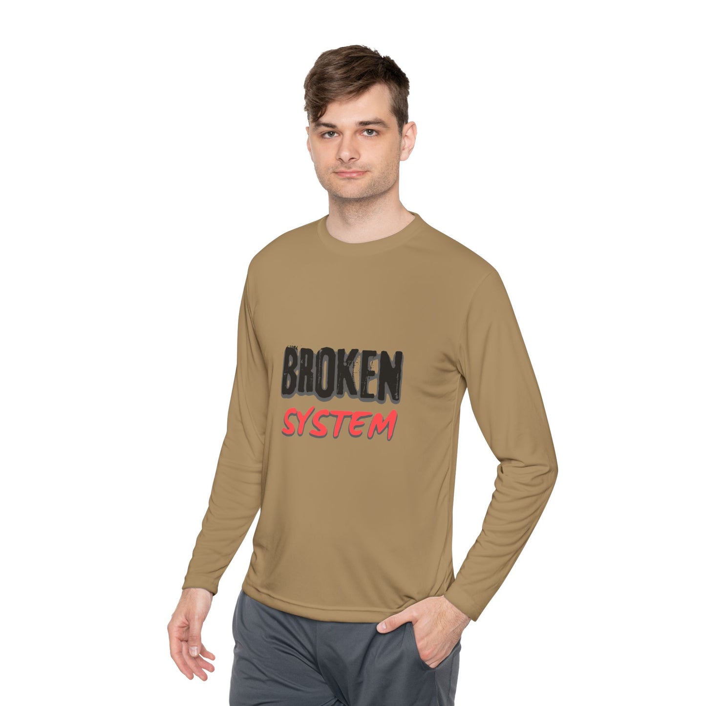 Broken System Unisex Lightweight Long Sleeve Tee - Trendy Graphic Tee, Rebellion Shirt, Activist Clothing, Protest Apparel, Political