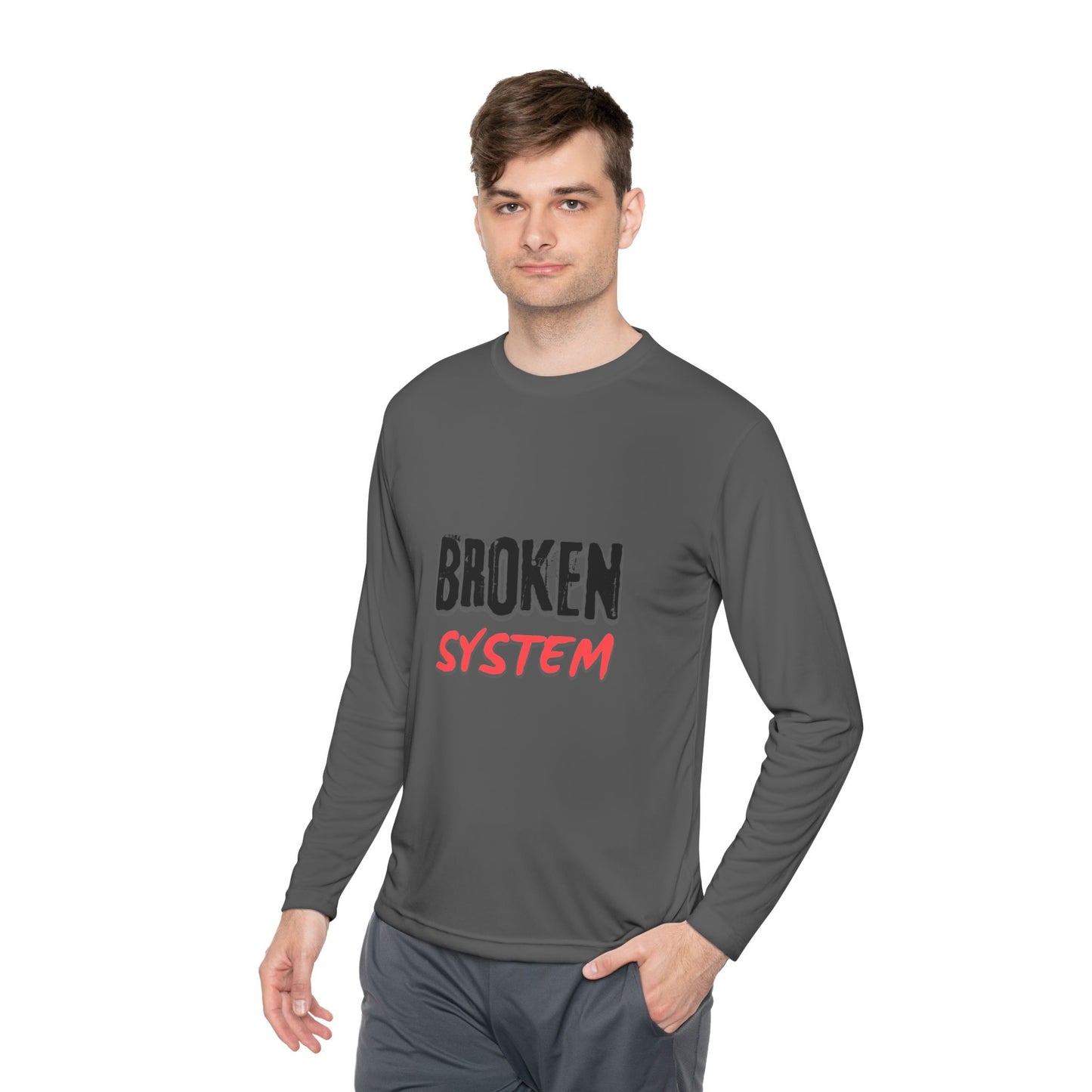 Broken System Unisex Lightweight Long Sleeve Tee - Trendy Graphic Tee, Rebellion Shirt, Activist Clothing, Protest Apparel, Political