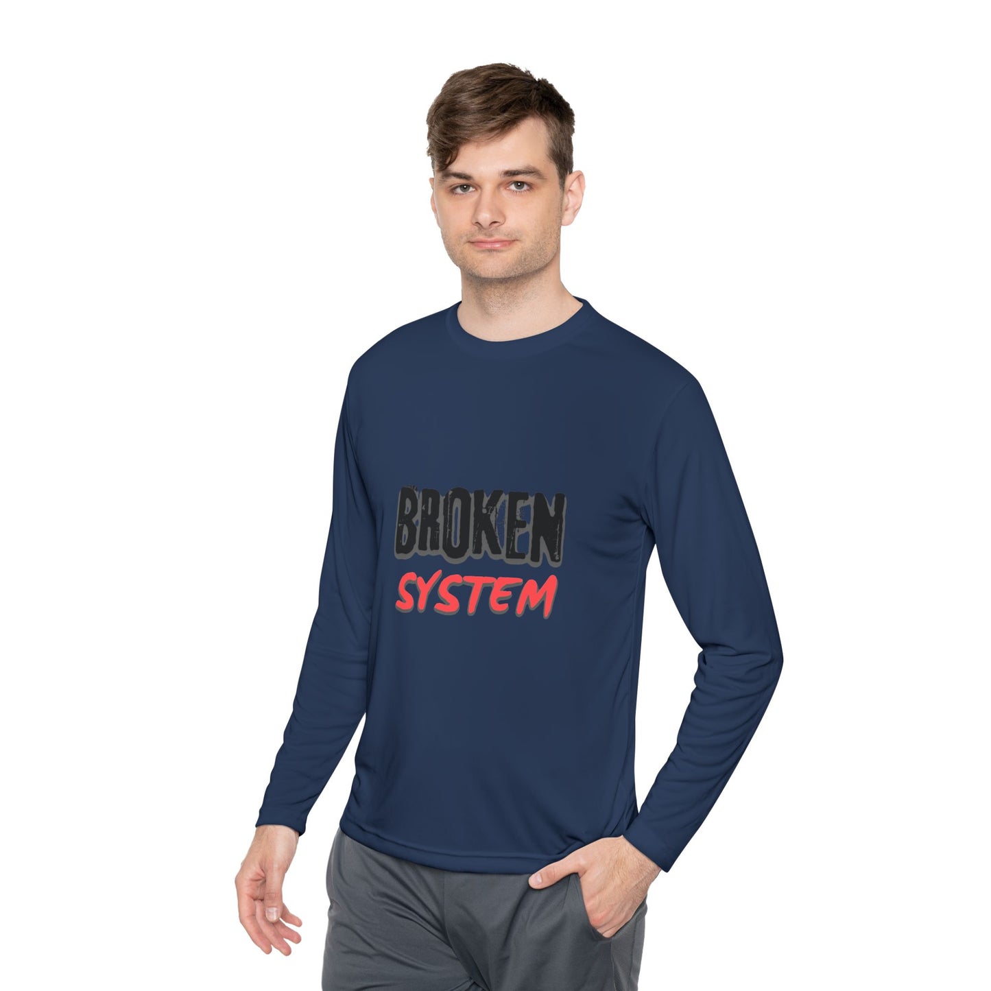 Broken System Unisex Lightweight Long Sleeve Tee - Trendy Graphic Tee, Rebellion Shirt, Activist Clothing, Protest Apparel, Political