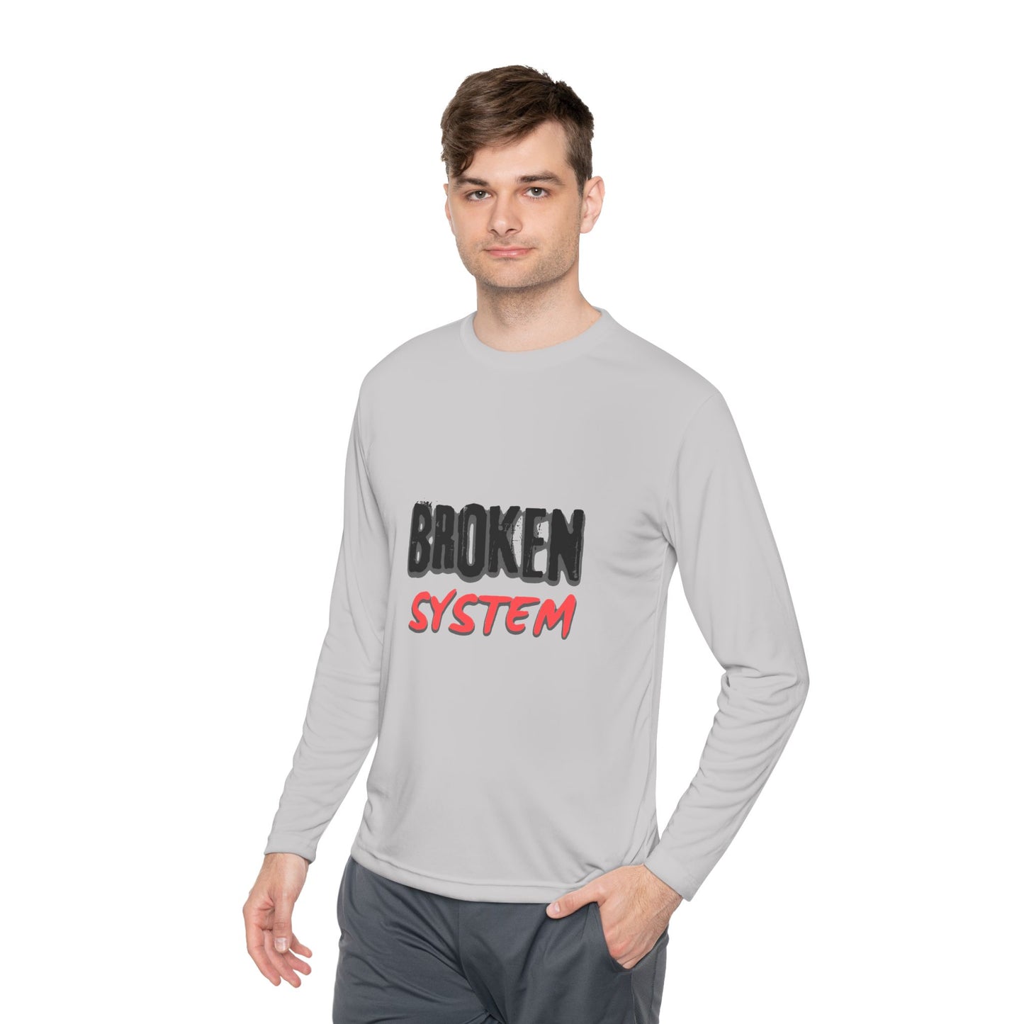 Broken System Unisex Lightweight Long Sleeve Tee - Trendy Graphic Tee, Rebellion Shirt, Activist Clothing, Protest Apparel, Political
