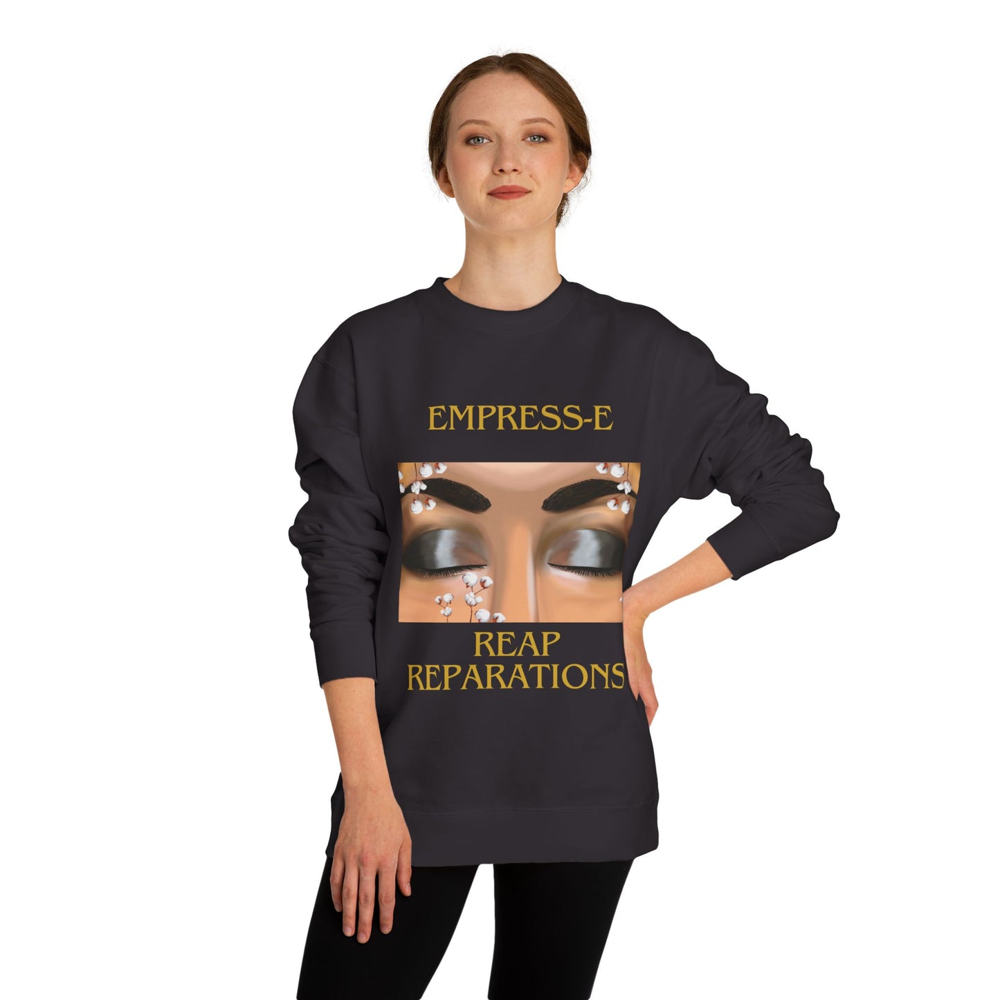 Crew Neck Sweatshirt - Cotton Field Beautiful Eyes Black History