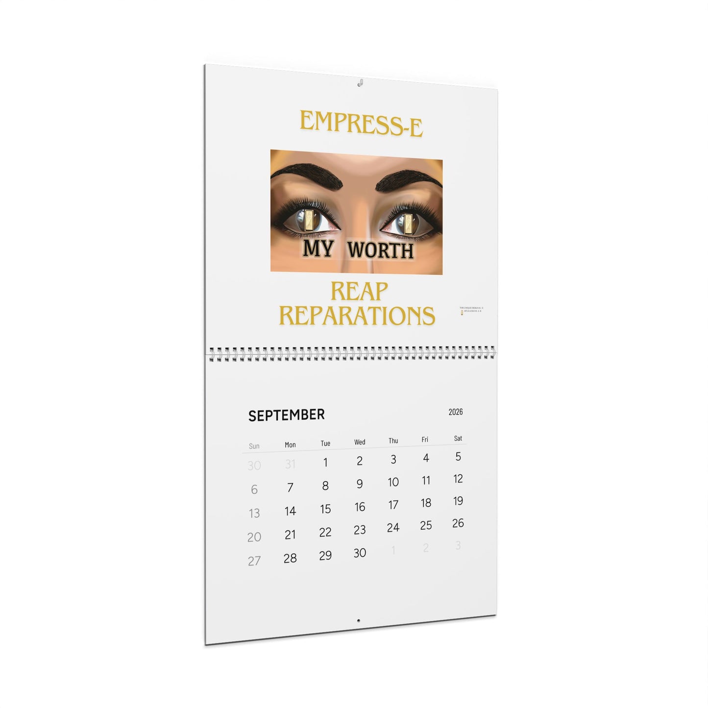 Wall Calendar — Empress‑E "Reap Reparations" 2026 (Affirmation Art)