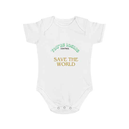 Short Sleeve Baby Bodysuit : SAVE THE WORLD